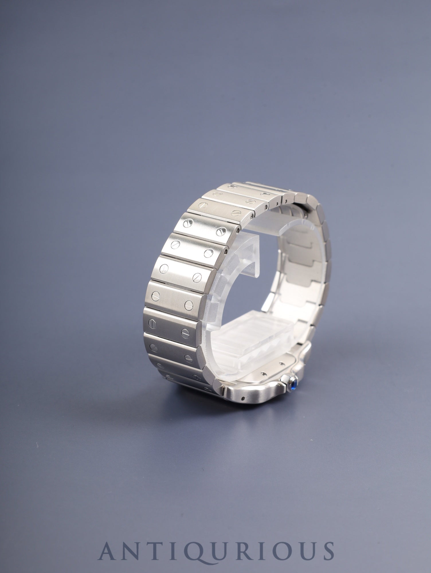 Cartier Santos Galbee LM 2319 Automatic Stainless Steel Watch with Silver Guilloche Dial, Box, Booklet, Warranty Card, Complete Serviced at a Cartier Boutique