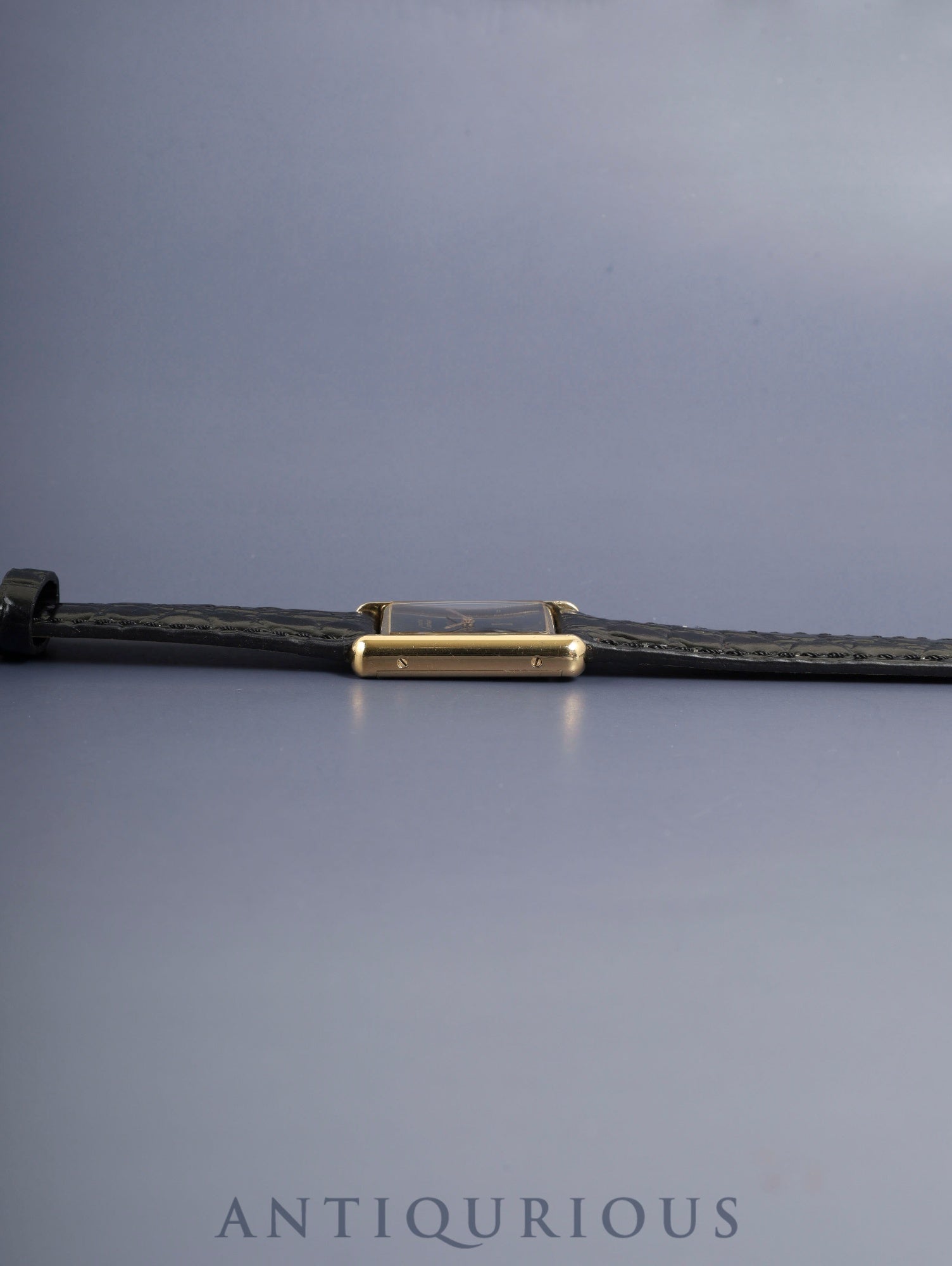 カルティエ マストタンク LM 6 手巻き Cal.78-1 SV925 革 純正ピンバックル（GP）オニキス文字盤（SWISS 表記）  保証書（1982年） オーバーホール済み