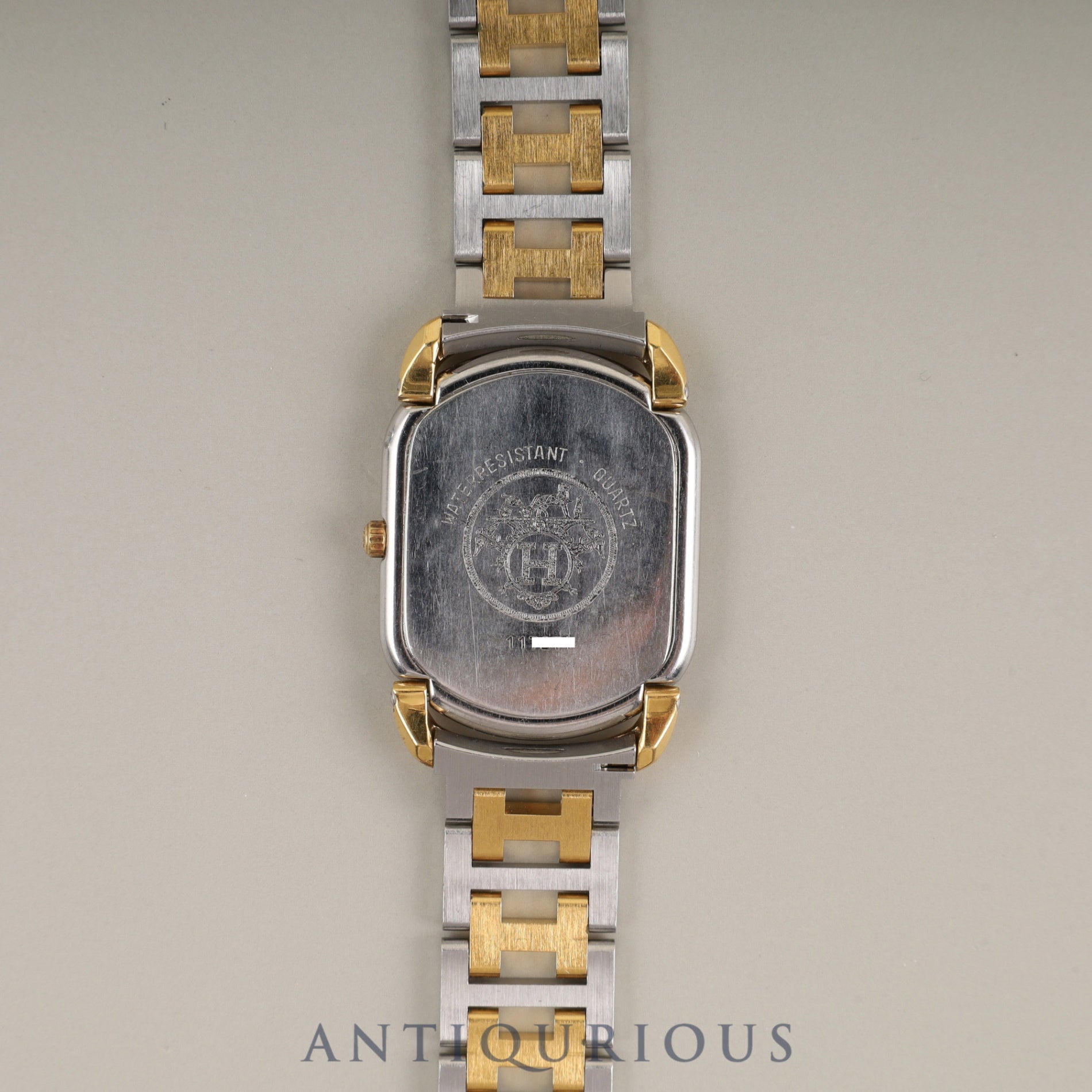 Hermes Rally 76.03 Quartz Cal.256.041 SS/GP SS/GP White Dial Box Warranty Booklet Tag Overhauled