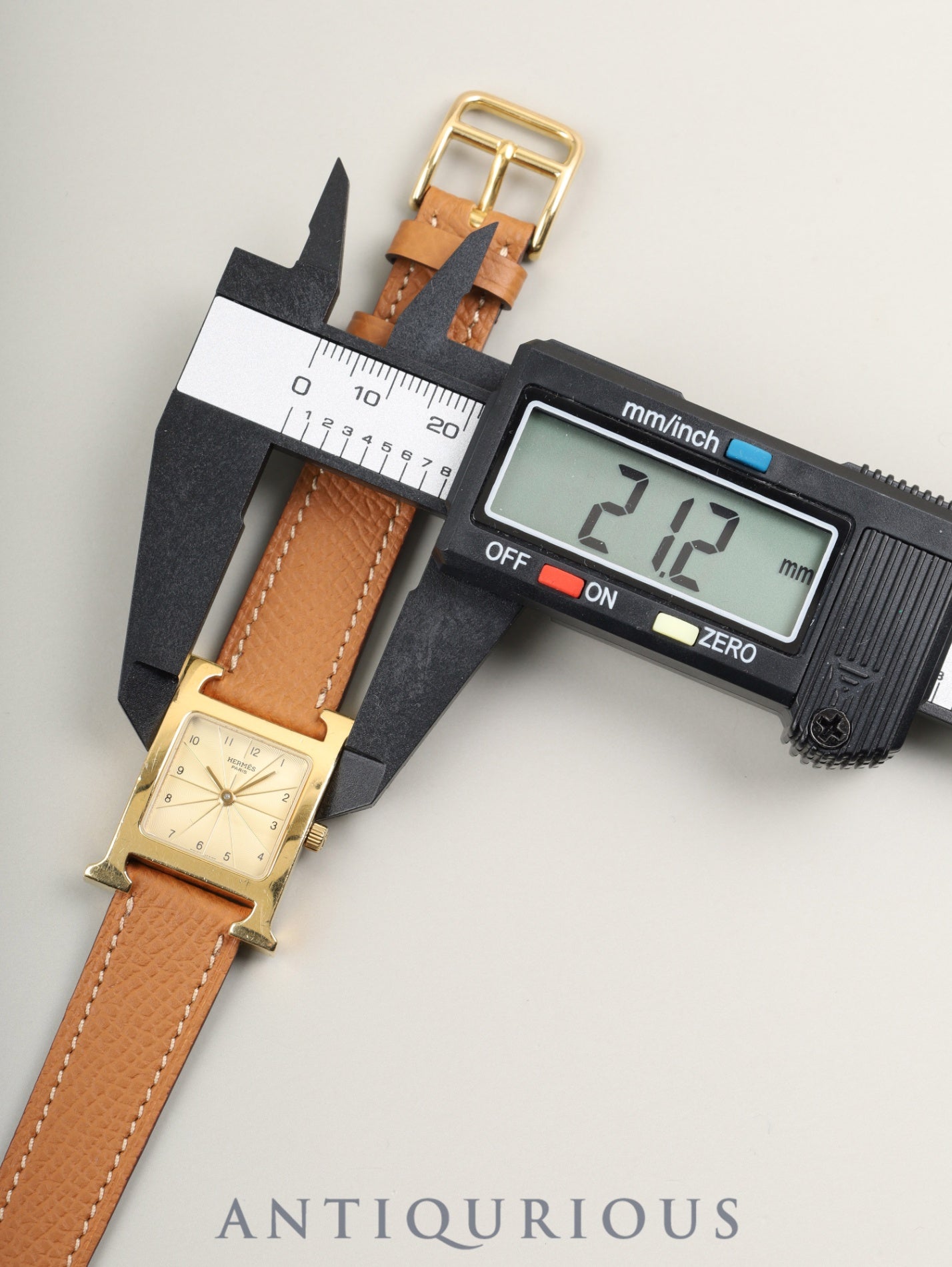 エルメス Hウォッチ HH1.210 クォーツ SS/GP  革 純正尾錠（GP）シャンパン文字盤 純正革ベルト（□A刻印：1997年）オーバーホール済み