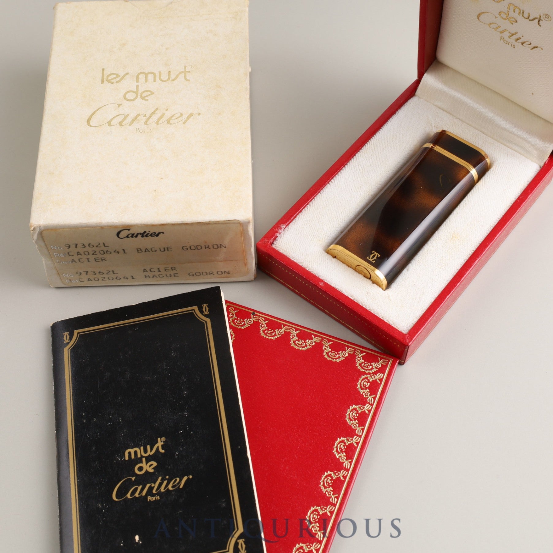 CARTIER Cartier Lighter Oval Lacquer Marble Brown GP Box