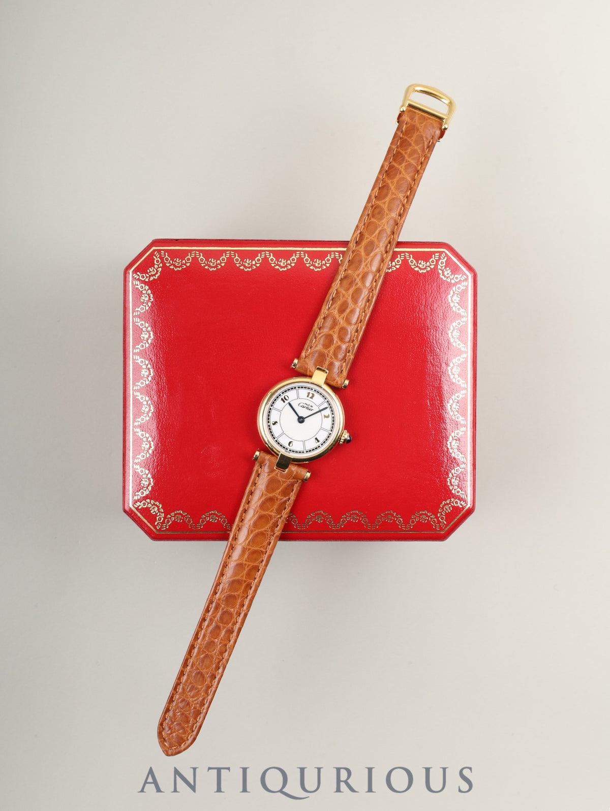 Cartier Must Vendôme VLC SM W1009854 / 1851 Quartz Cal.90 SV925 Leather Strap with Genuine D-buckle (GP) Arabic Dial Box Overhauled