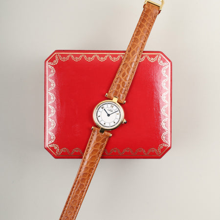 カルティエ マスト ヴァンドーム VLC SM W1009854 / 1851 クォーツ Cal.90 SV925 革 純正Dバックル（GP）アラビア文字盤 箱 オーバーホール済み