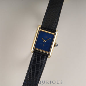Cartier Must Tank SM Manual Winding Cal. 78-1 SV925 Genuine Leather Strap Genuine Buckle (GP) Lapis Lazuli Dial Overhauled