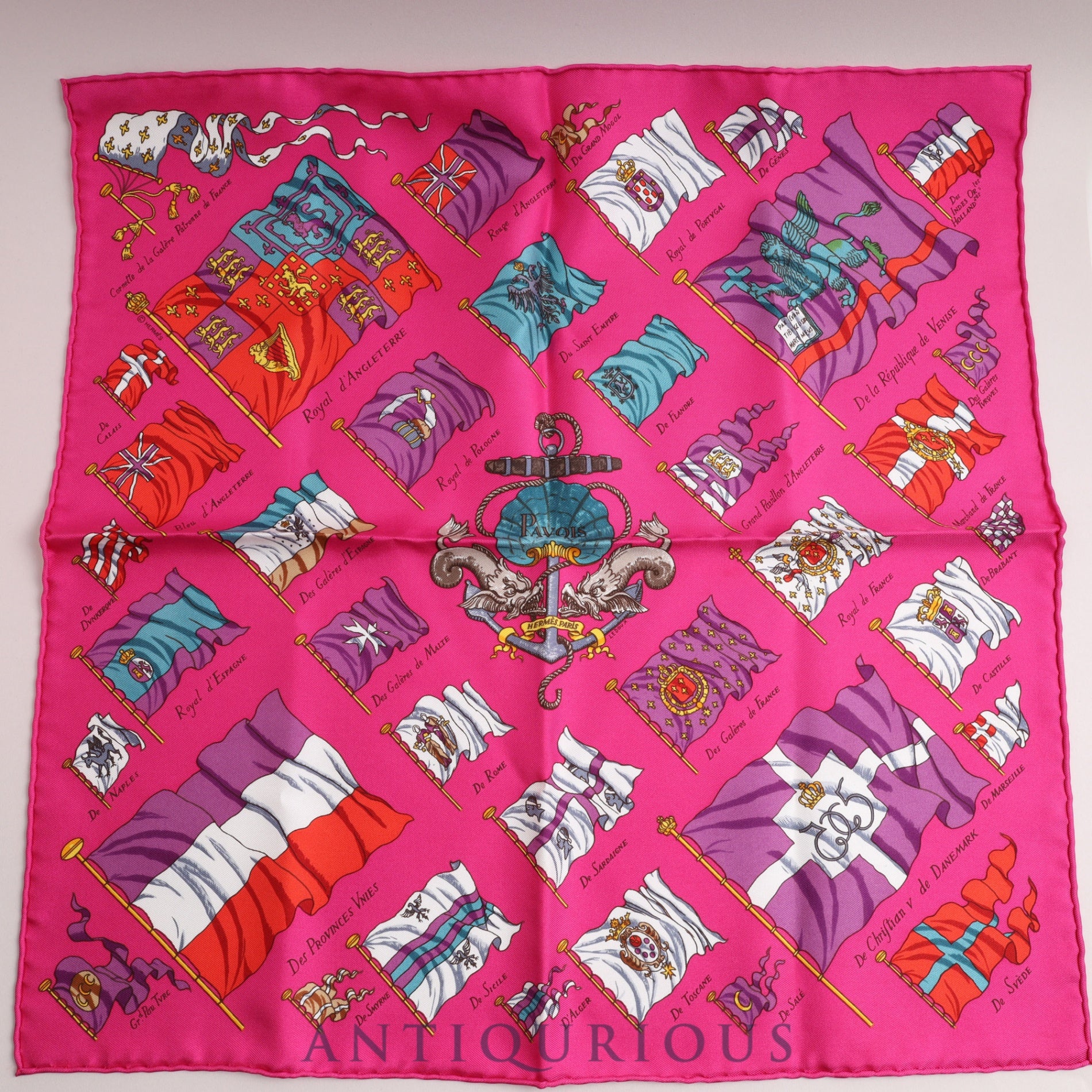 HERMES Scarf CARRES45 PAVOIS Flag