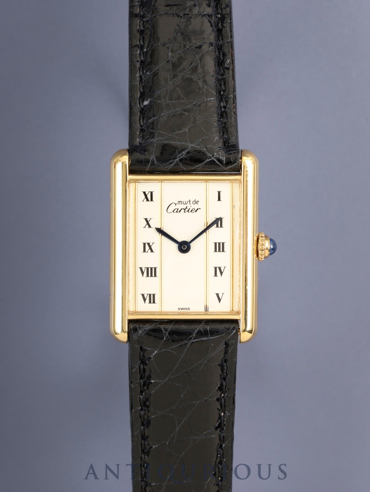 カルティエ マストタンク LM 590005 クォーツ SV925 革 純正ピンバックル（GP）ストレートローマン文字盤（SWISS表記） 箱 カルティエブティックにてコンプリートサービス（フルメンテナンス）済み 新品仕上げ済み