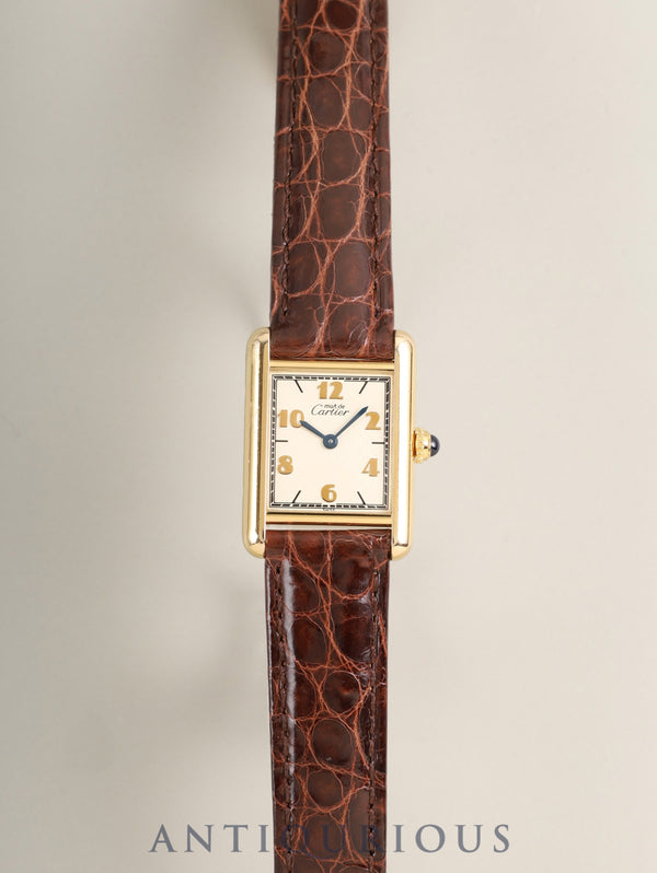 カルティエ マストタンク SM W1008354 / 1613 クォーツ SV925 革 純正Dバックル（GP）飛びアラビア文字盤（SWISS表記）カルティエブティックにてコンプリートサービス済み
