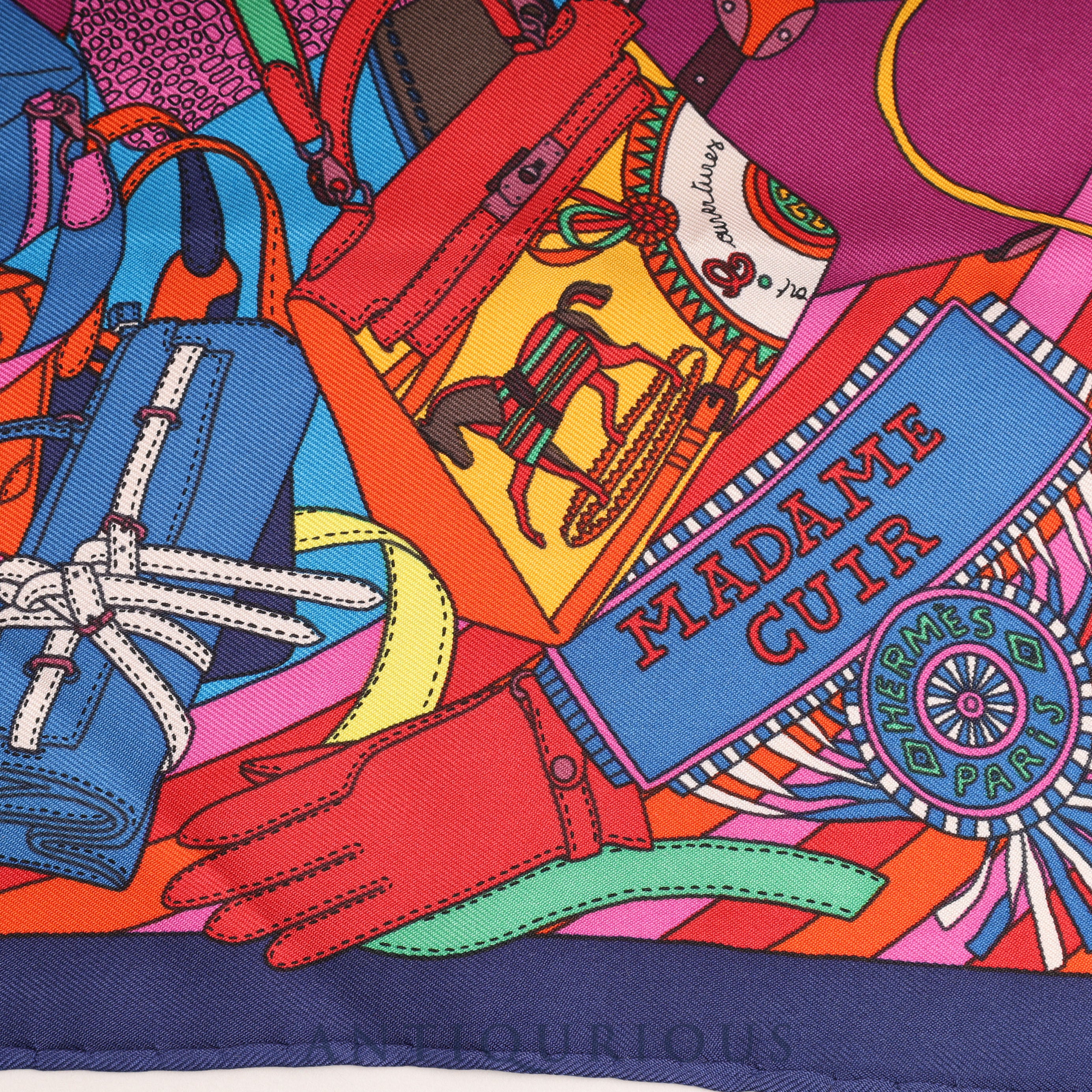 Hermes scarf Carre 45 Madame Cuir