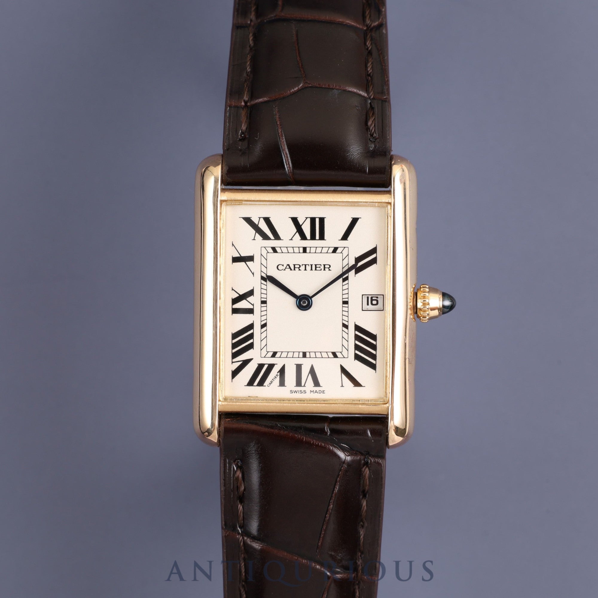 Cartier Tank Louis Cartier LM W1529756 / 2441 Quartz YG Genuine leather Genuine buckle (750) White dial Warranty card Maintenance completed