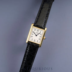 カルティエ マストタンク LM 590005 クォーツ Cal.90 SV925 革 純正尾錠（GP） アラビア文字盤 オーバーホール済み 新品仕上げ済み