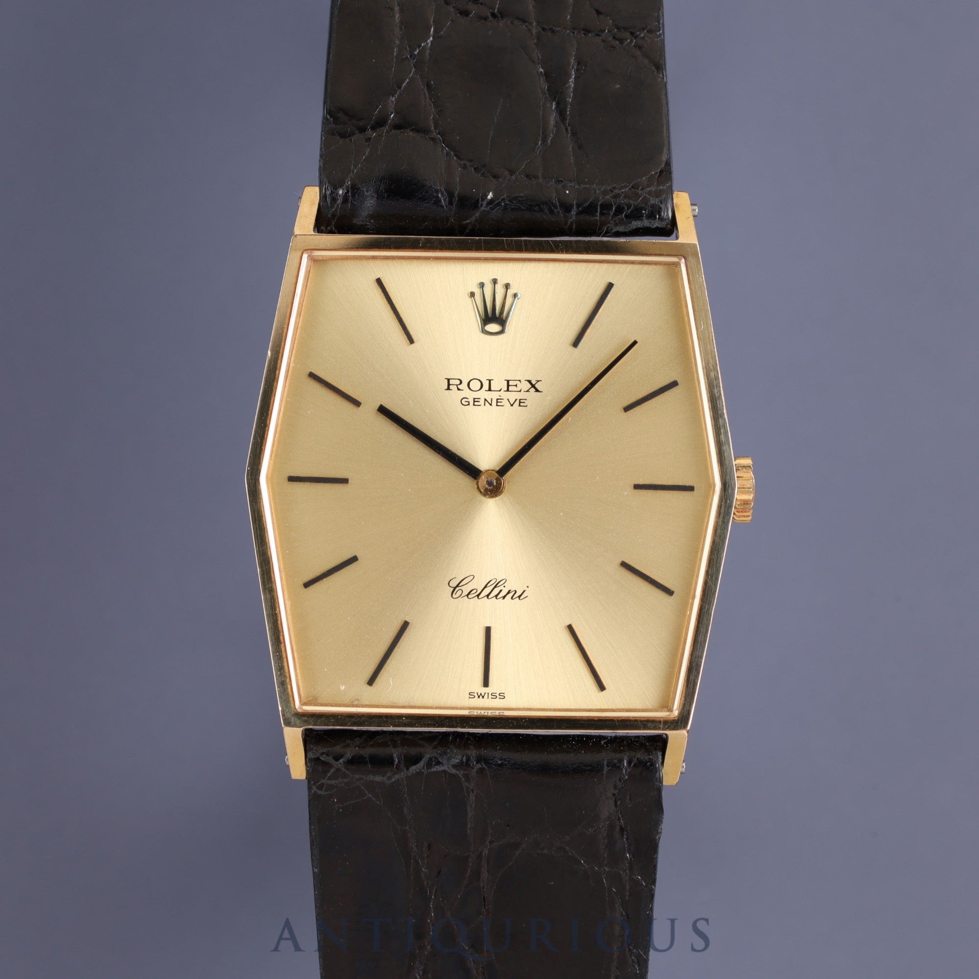 ROLEX CELLINI 4122 Manual winding Cal.1601 YG Leather Genuine buckle (GP) Gold dial No. 4 Overhauled