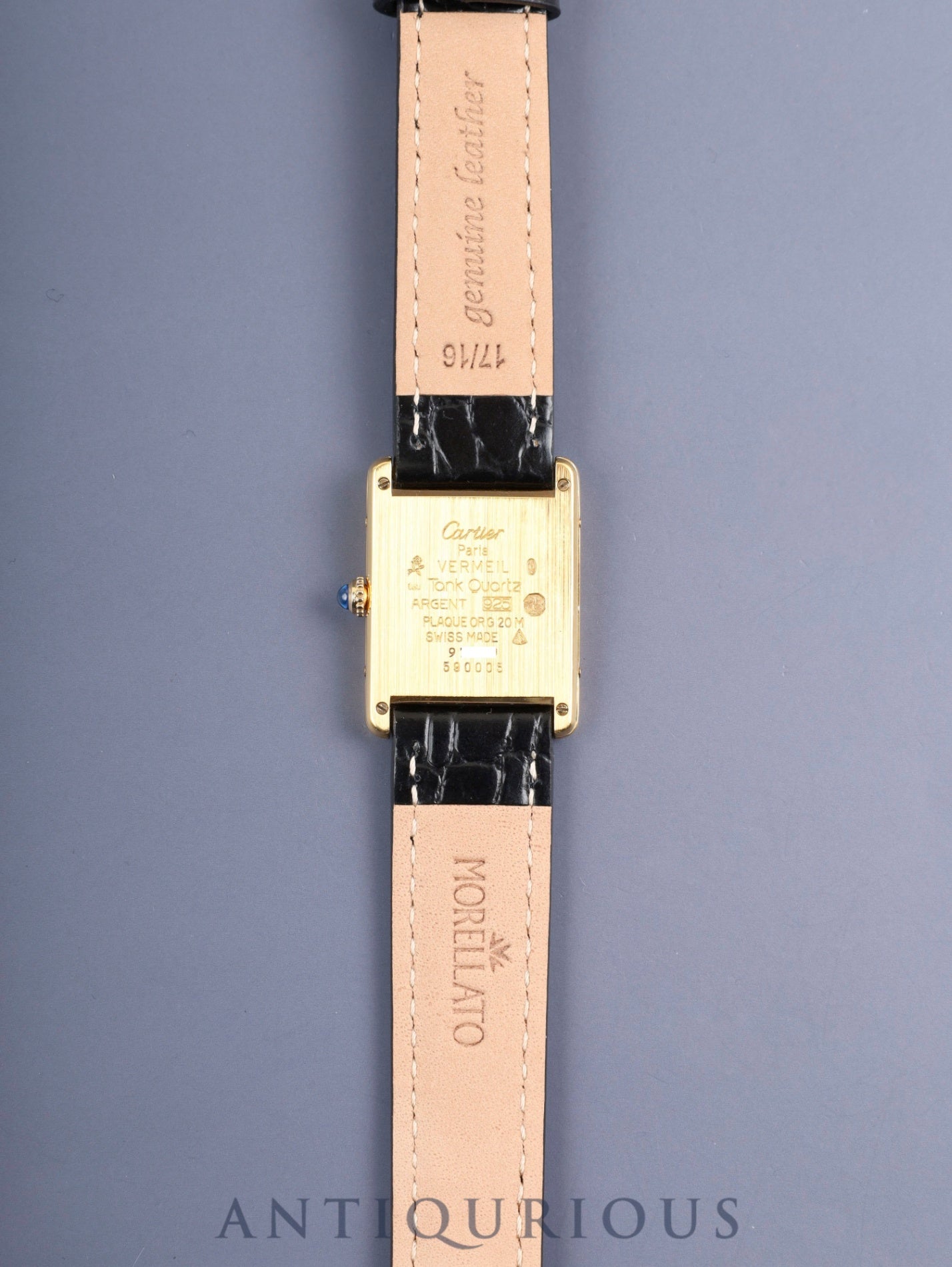 カルティエ マストタンク LM 590005 クォーツ Cal.90 SV925 革 純正ピンバックル（GP）オパラン文字盤（SWISS表記）オーバーホール済み 新品仕上げ済み