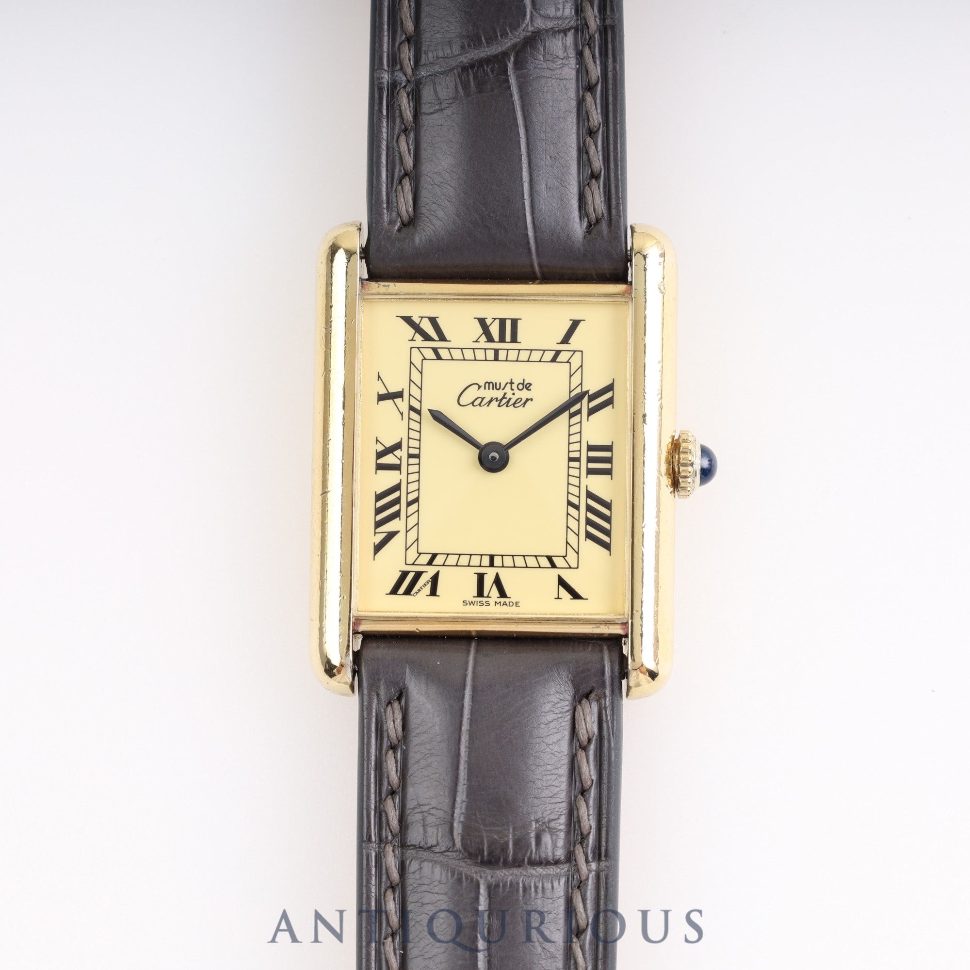 Cartier Must Tank LM Manual Winding SV925 Leather Genuine Buckle Ivory Roman Dial Cartier Boutique Complete Service