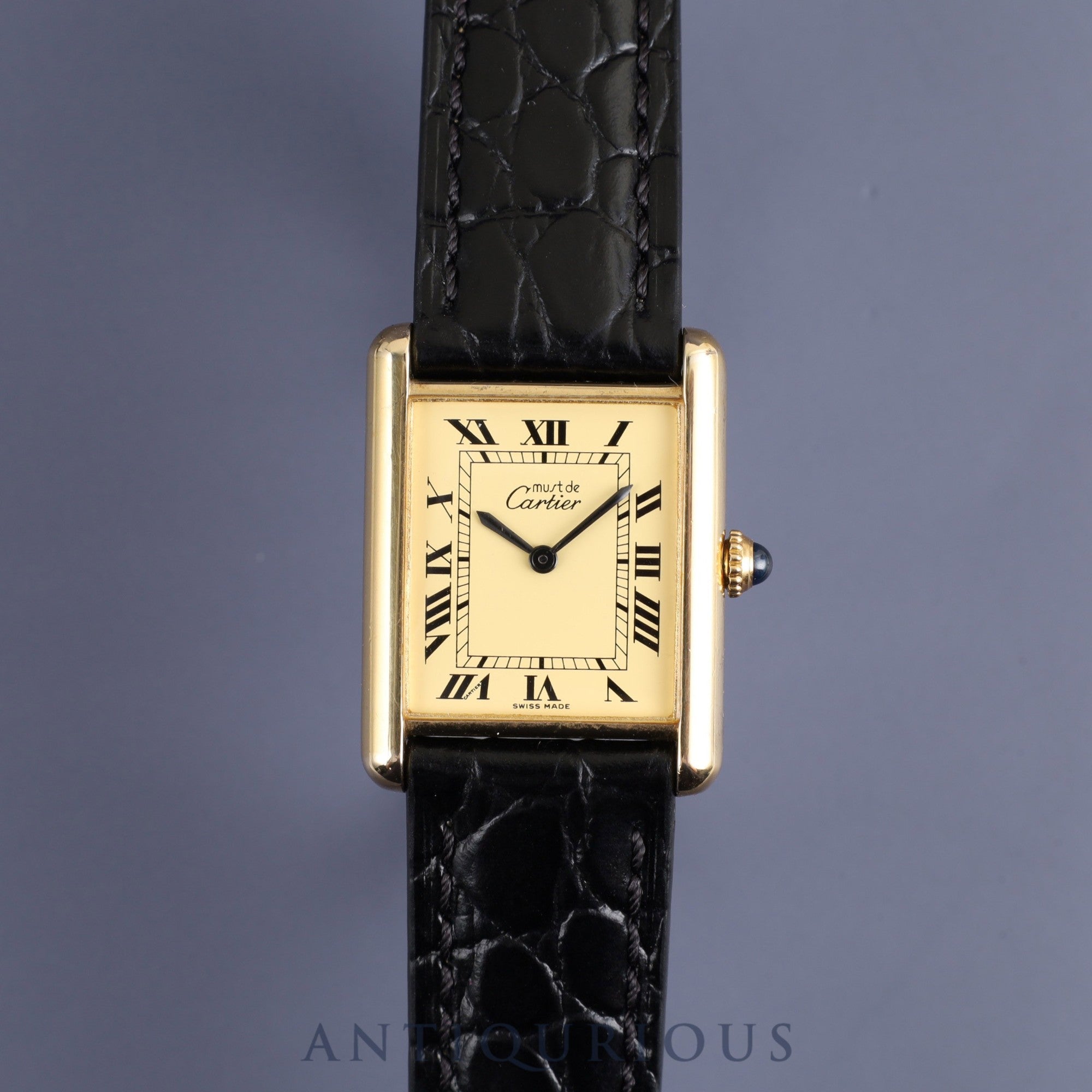 Cartier Must Tank LM Manual winding Cal.78-1 SV925 Leather Genuine buckle (GP) Ivory Roman dial Overhauled