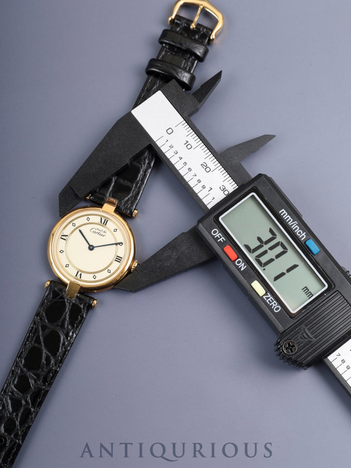 Cartier Must Vendome VLC LM 590003 Quartz Cal.90 SV925 Leather Original Pin Buckle (GP) Ivory 4-Point Roman Dial (SWISS marking) Box, Booklets, Warranty Card (1990) Overhauled