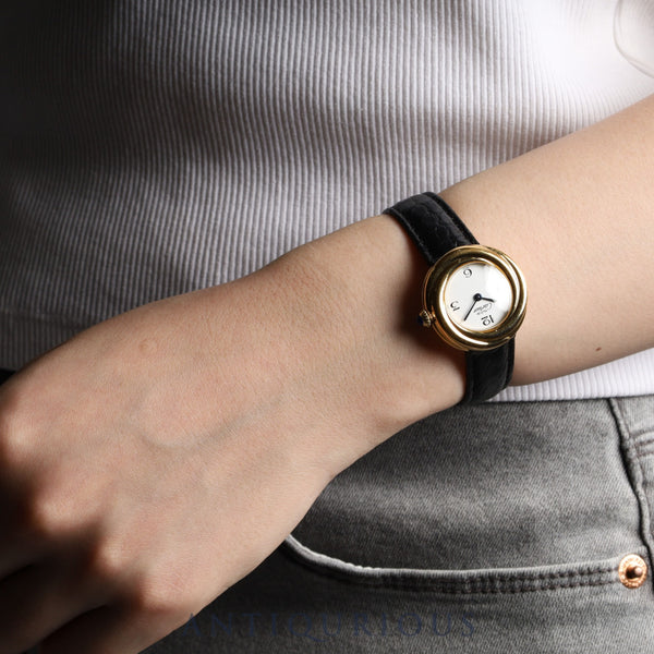 Cartier Must Trinity 2735 Quartz Cal.157 SV925 Leather Genuine D Buckle (GP) White Arabic Dial Overhauled