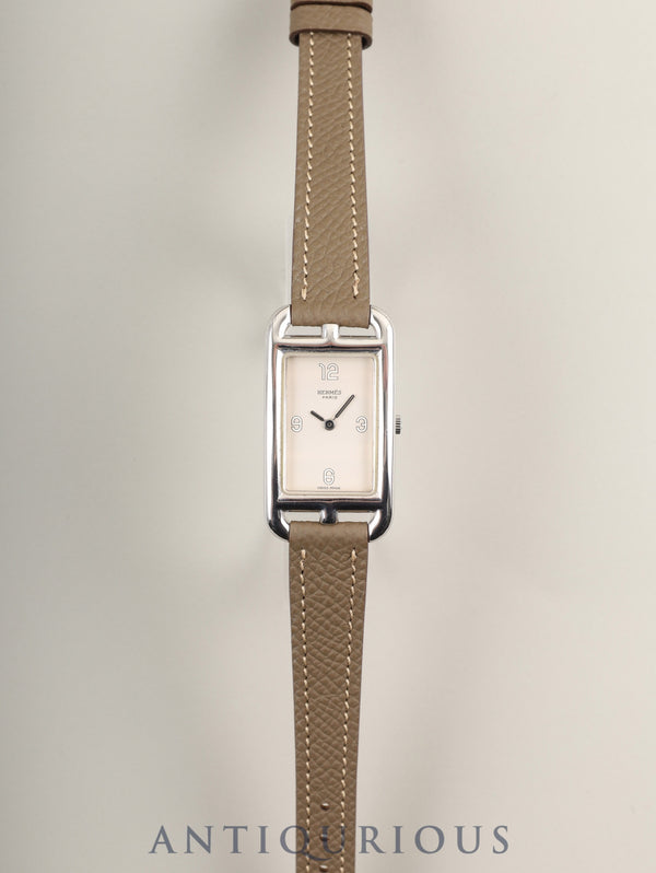 エルメス ナンタケット クォーツ Cal.976.001 SS 革 純正尾錠（SS） シルバー文字盤 オーバーホール済み