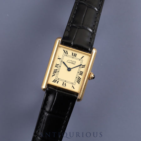 Cartier Must Tank LM W1002754 / 1615 Quartz Cal.90 925 Leather Genuine D-buckle Ivory Roman Overhauled