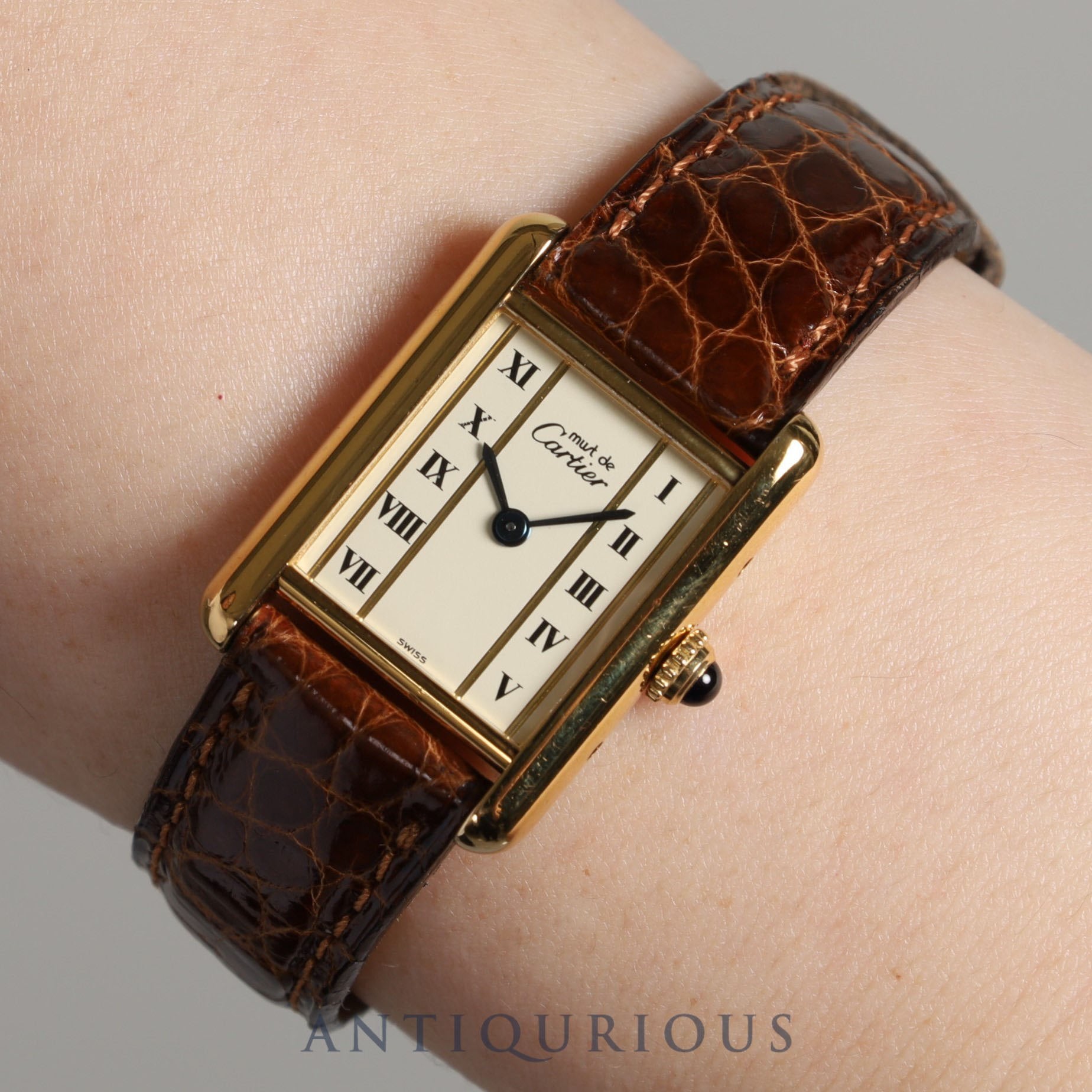 CARTIER カルティエ マストタンク SM QZ W1003053 / 5057001 Cal.57 SV925 革 純正尾錠 ストレートローマン文字盤 箱