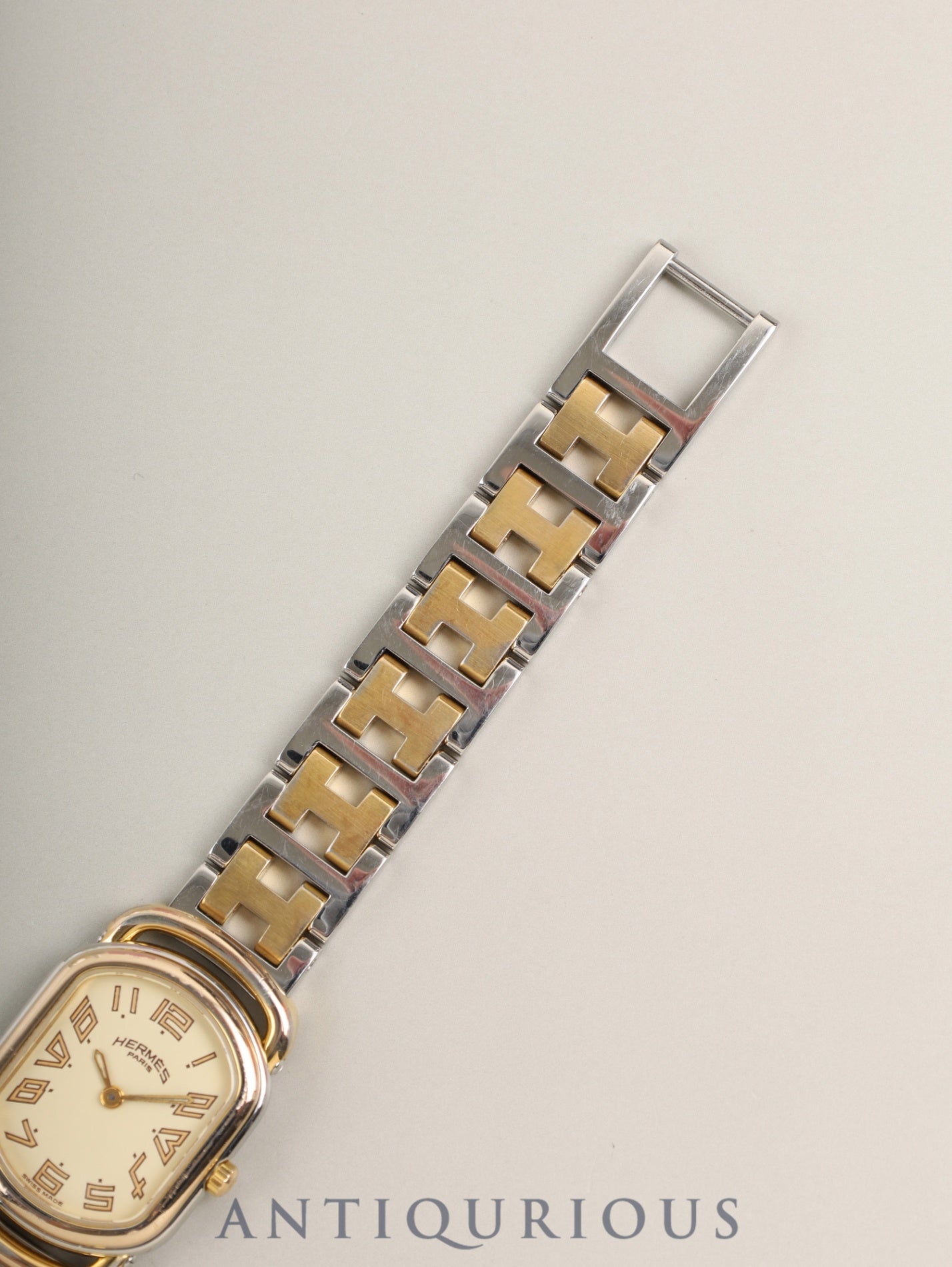 エルメス ラリー RA1.240 クォーツ Cal.976.001 SS/GP SS/GP ホワイト文字盤 オーバーホール済み