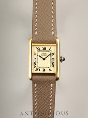 Cartier Must Tank SM Manual winding Cal.78-1 SV925 Leather Genuine buckle (GP) Ivory Roman dial Overhauled