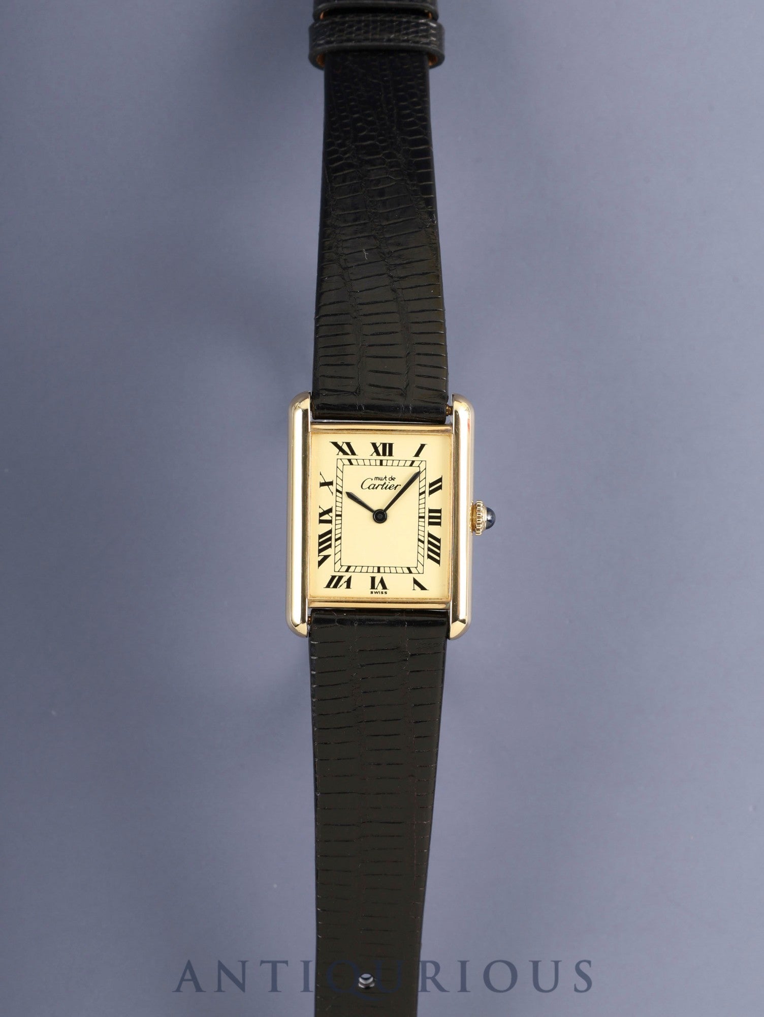カルティエ マストタンク LM 手巻き Cal.78-1 SV925 革 純正ピンバックル（GP）アイボリーローマン文字盤（SWISS表記） 箱 冊子 国際永久保証書（1982年 / 個人名記載） オーバホール済み