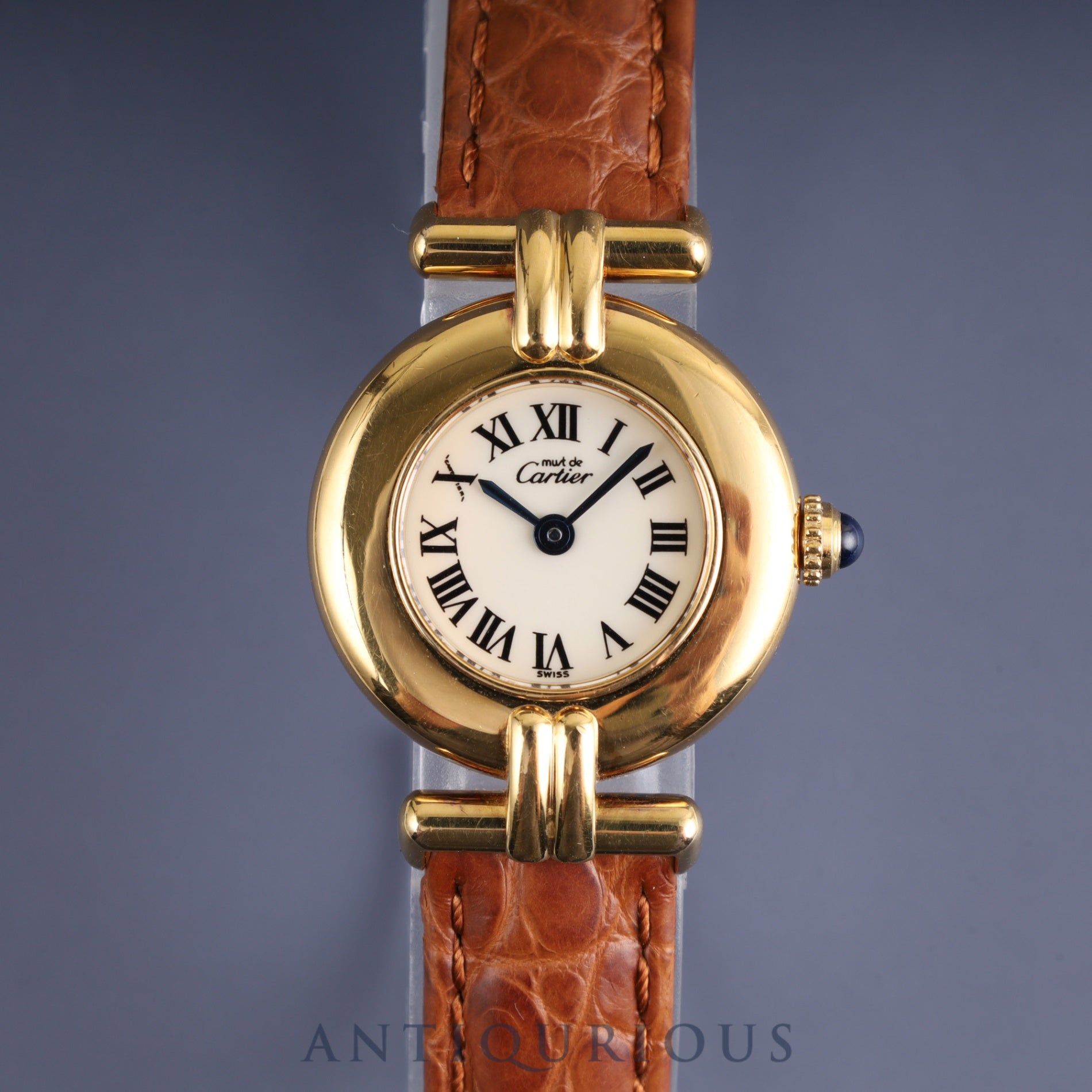 Cartier Must Colisee 1902 Quartz Cal.90.06 SV925 Leather Genuine D Buckle (GP) Ivory Roman Dial Overhauled