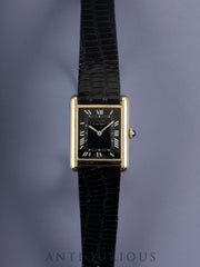 カルティエ マストタンク LM 手巻き Cal.78-1 SV925 革 純正尾錠（GP）ブラックローマン文字盤 オーバーホール済み