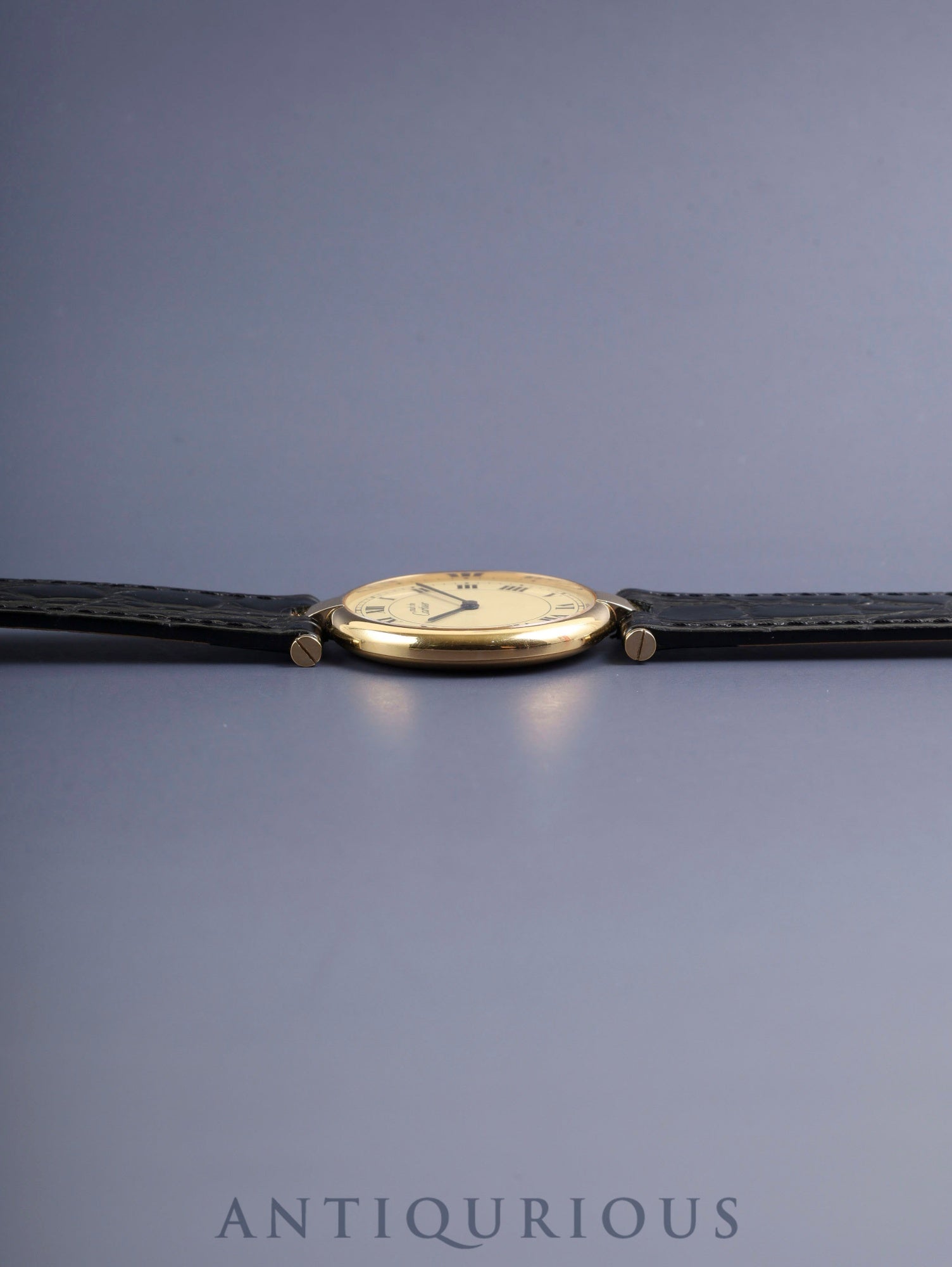 カルティエ マスト ヴァンドーム VLC LM 590003 クォーツ Cal.90 SV925 革 純正尾錠 アイボリーローマン文字盤 箱 冊子 保証書 オーバーホール済み