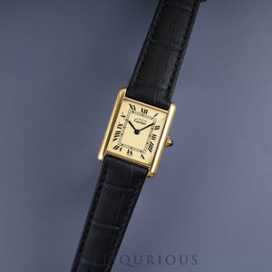 Cartier Must Tank LM 590005, Quartz movement, SV925, Leather, Genuine buckle (GP), Ivory Roman dial, Fully serviced at a Cartier boutique