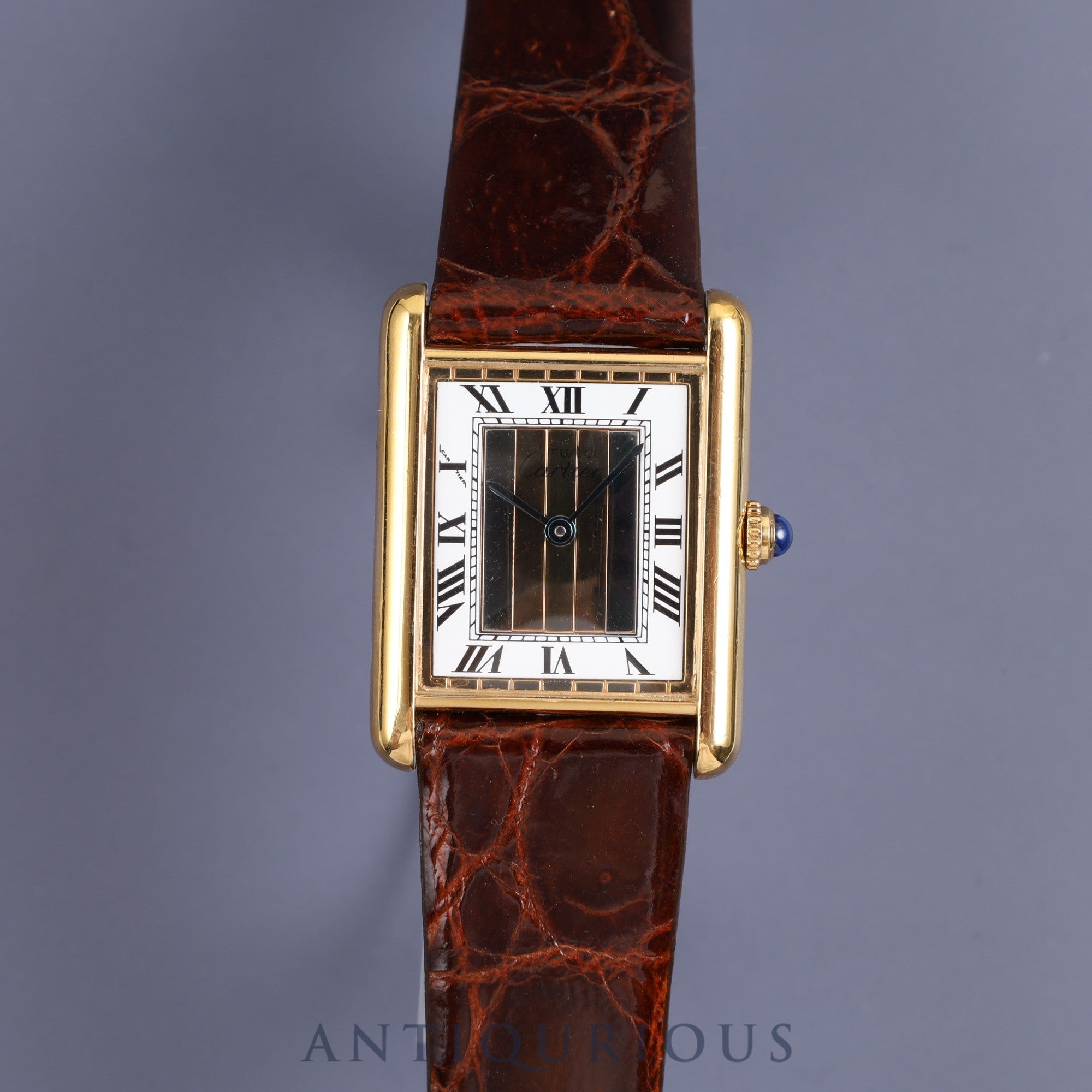 CARTIER MUST TANK LM 590005 Quartz Cal.90 SV925 Leather Genuine buckle (GP) Front Trinity dial Overhauled