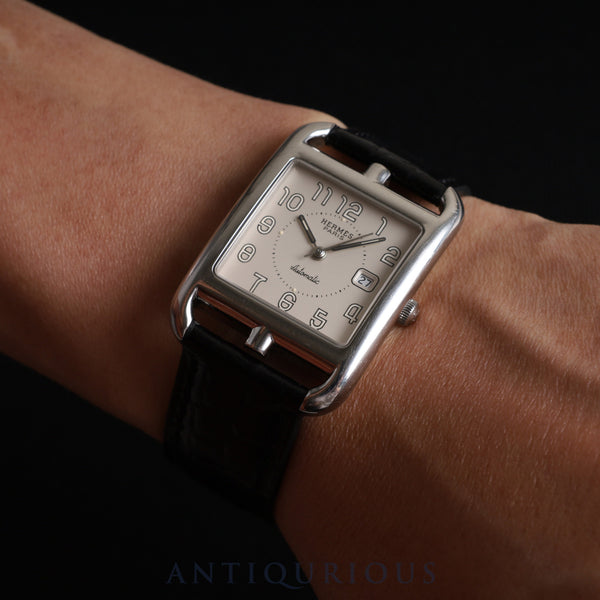 Hermes Cape Cod CC1.710 Automatic SS Leather Genuine Buckle (SS) Silver Arabic Dial Overhauled