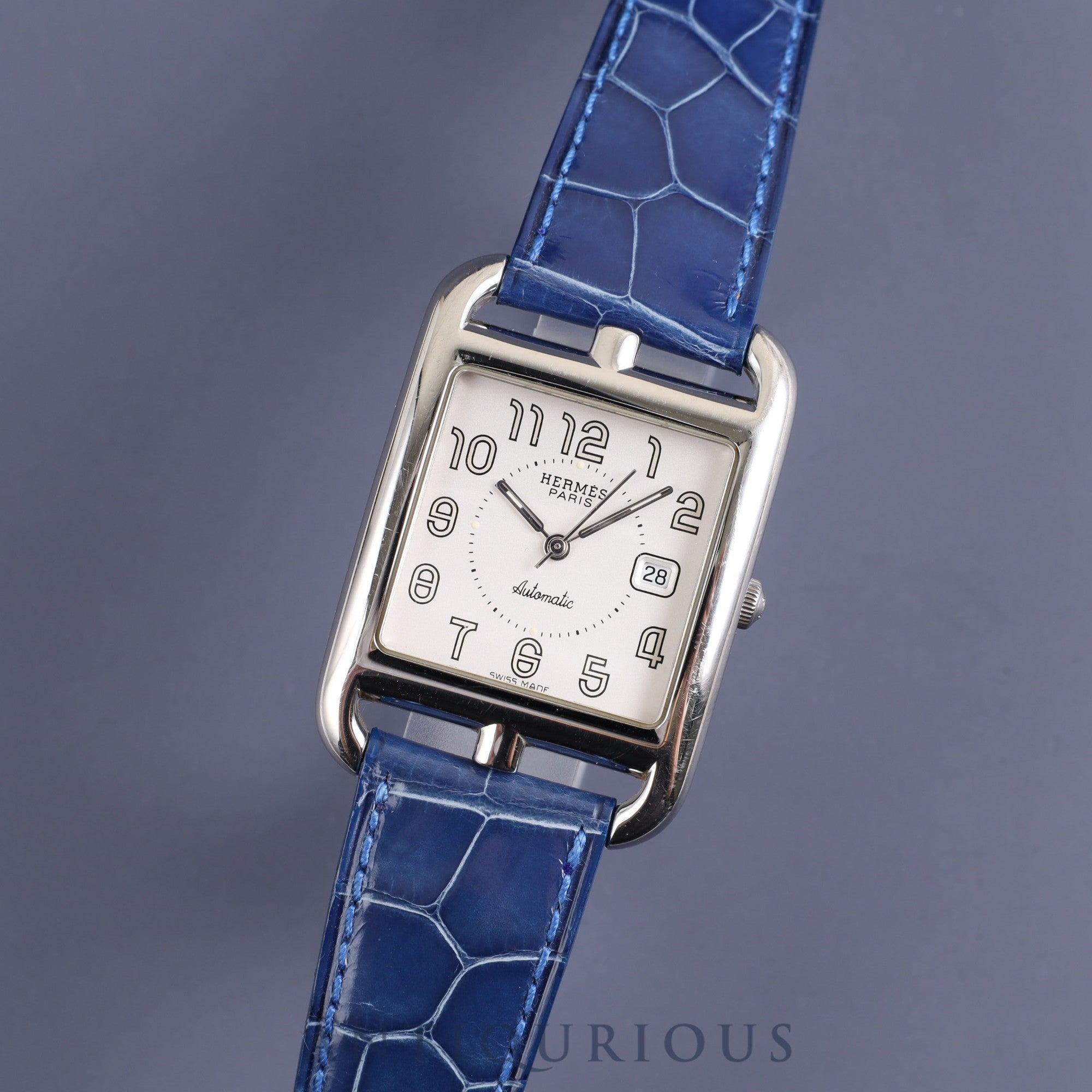 Hermes Cape Cod CC1.710 Automatic SS JEAN-CLAUDE PERRIN Leather Strap Silver Dial Overhauled