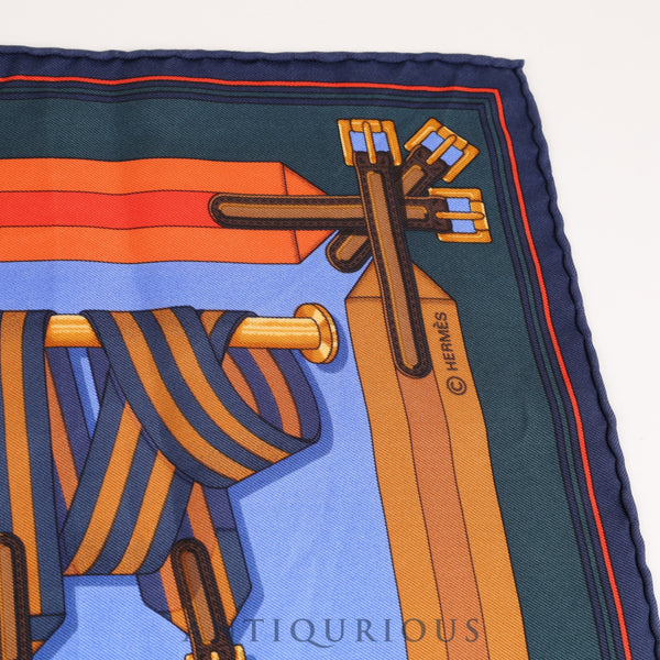 Hermes scarf Carre 45 LES SANGLES FINESSE strap pattern SILK 100%