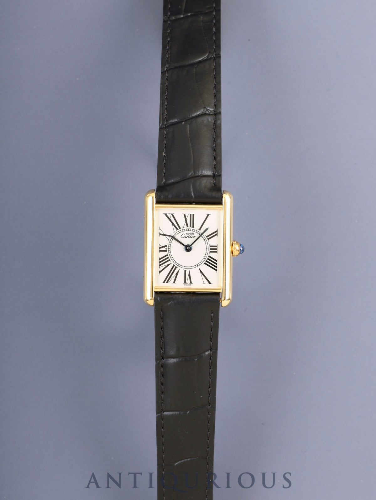 Cartier Must Tank LM 590005 Quartz Cal.90 SV925 Leather Genuine D-Buckle (GP) Opaline Dial (SWISS marking) Overhauled Polished