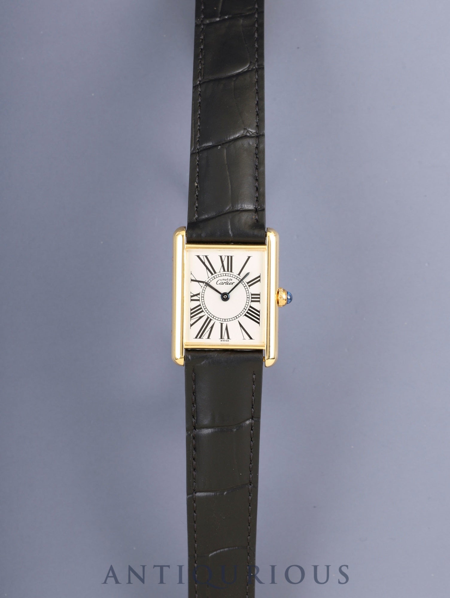 Cartier Must Tank LM 590005 Quartz Cal.90 SV925 Leather Genuine D-Buckle (GP) Opaline Dial (SWISS marking) Overhauled Polished