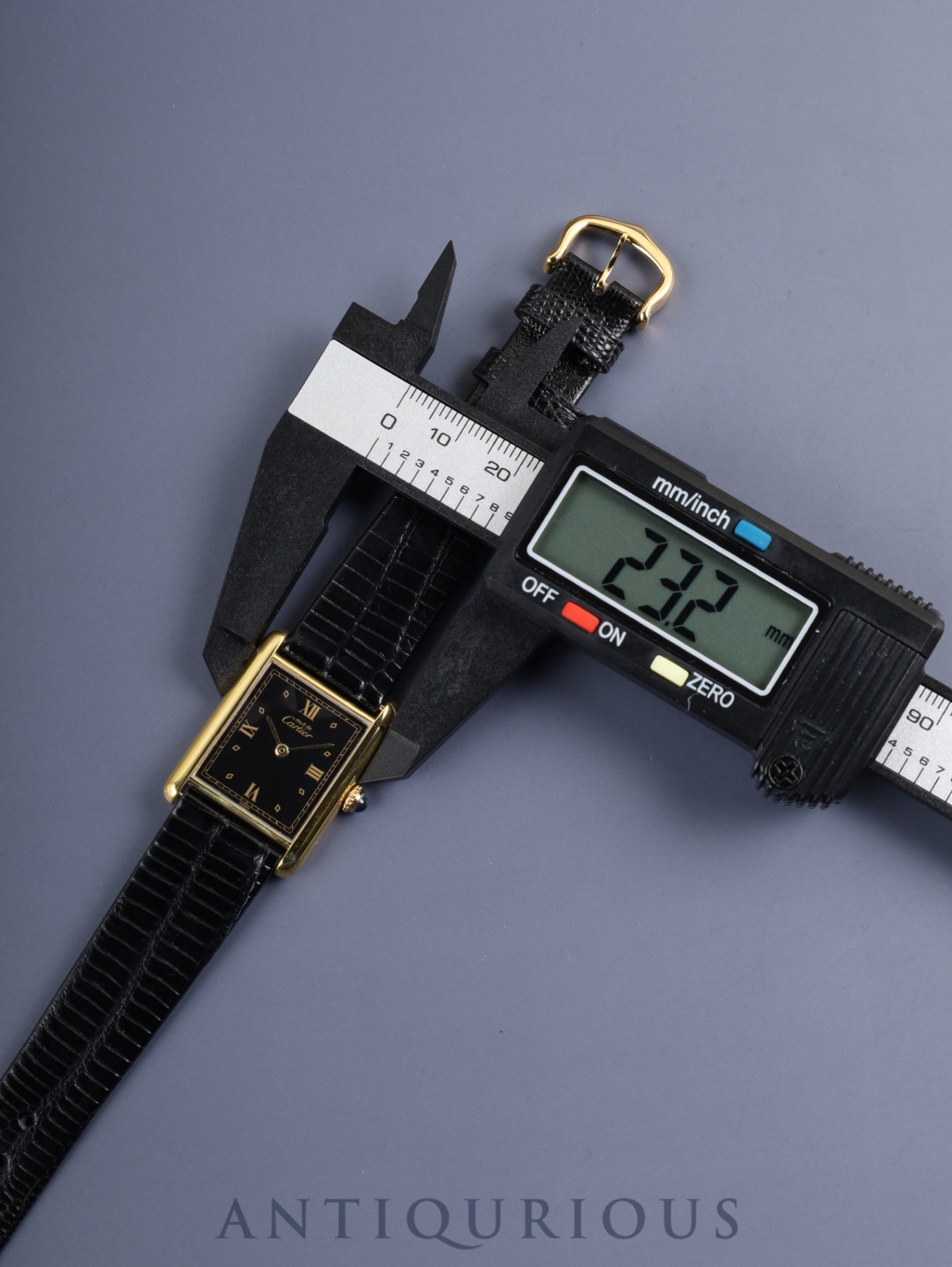 Cartier Must Tank LM 590005 Quartz Cal.90 SV925 Leather Genuine Buckle (GP) Black Roman Dial Overhauled Newly Finished