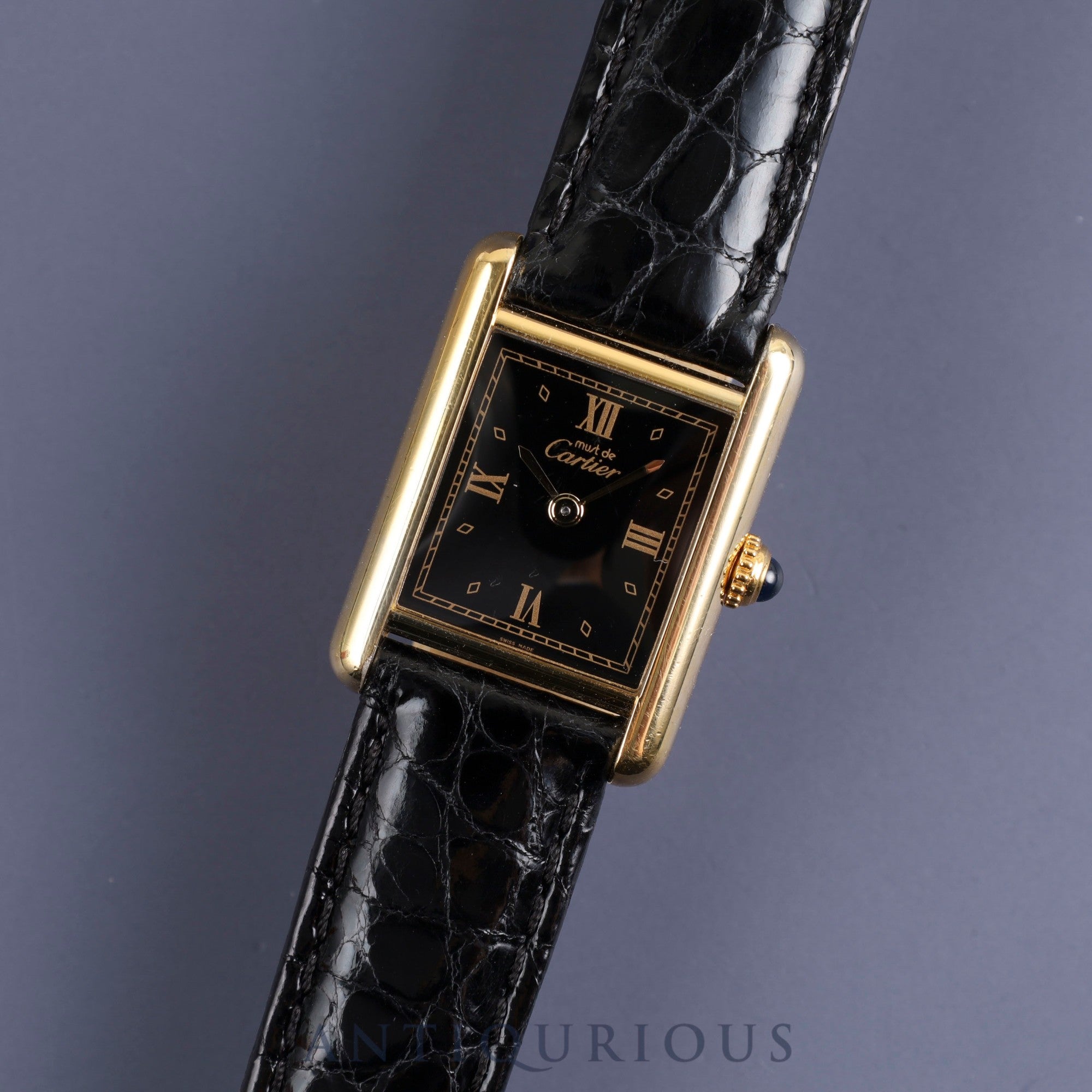 Cartier Must Tank SM 557051 Quartz SV925 Leather Genuine D-buckle (GP) Black Roman dial Repair details (February 2024) Complete service (full maintenance) completed at Cartier boutique