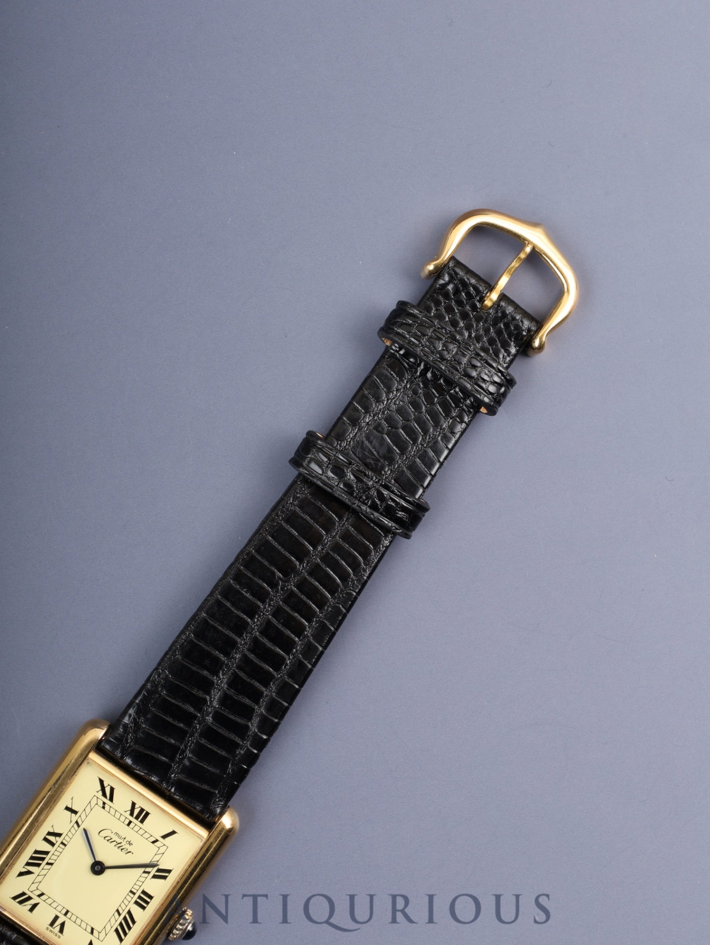 カルティエ マストタンク LM 手巻き Cal.78-1 SV925 革 純正尾錠（GP） アイボリーローマン文字盤（SWISS表記）オーバーホール済み