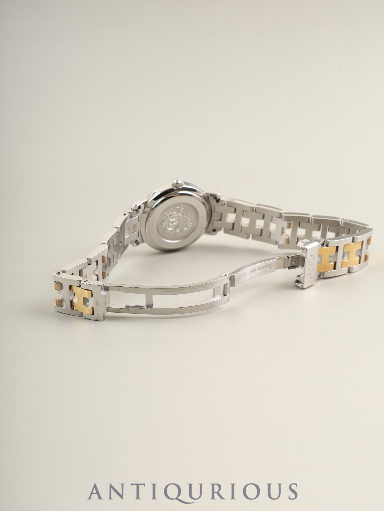 HERMES Clipper CL4.220 Quartz SS/GP SS/GP Ivory Dial Box, Booklet, Warranty (1999) Overhauled