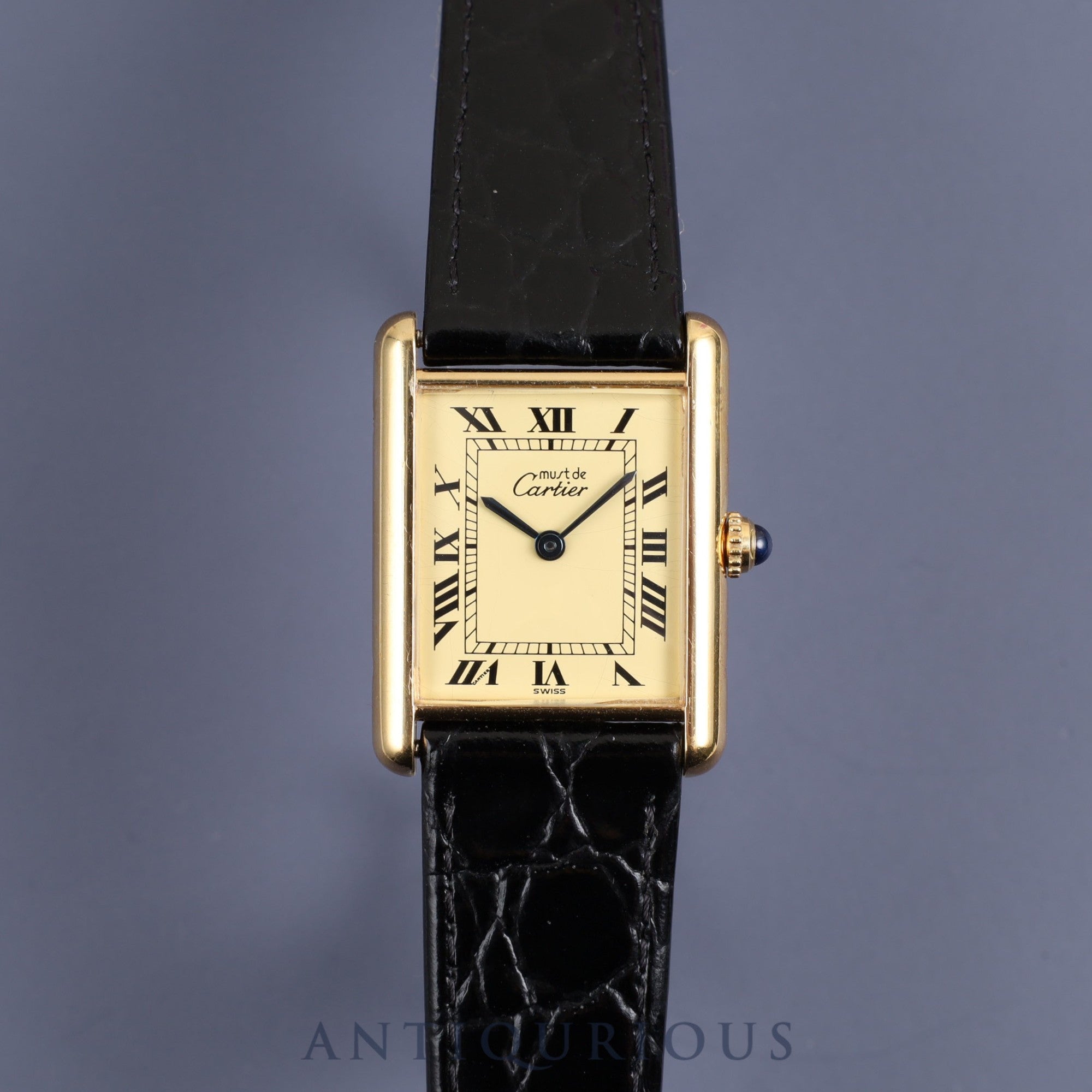 CARTIER MUST TANK LM 590005 Quartz Cal.069 SV925 Leather Ivory Dial Overhauled and Refurbished to New Condition