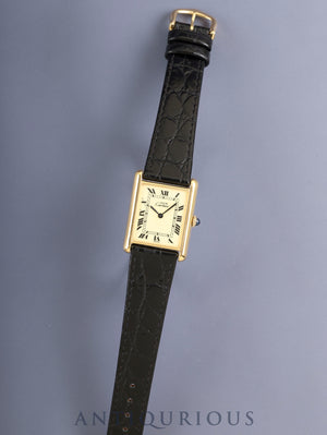 Cartier Must Tank LM 6 Hand-Wound Cal.78-1 SV925 Leather Genuine Pin Buckle (GP) Ivory Roman Dial (SWISS marking) Overhauled Polished