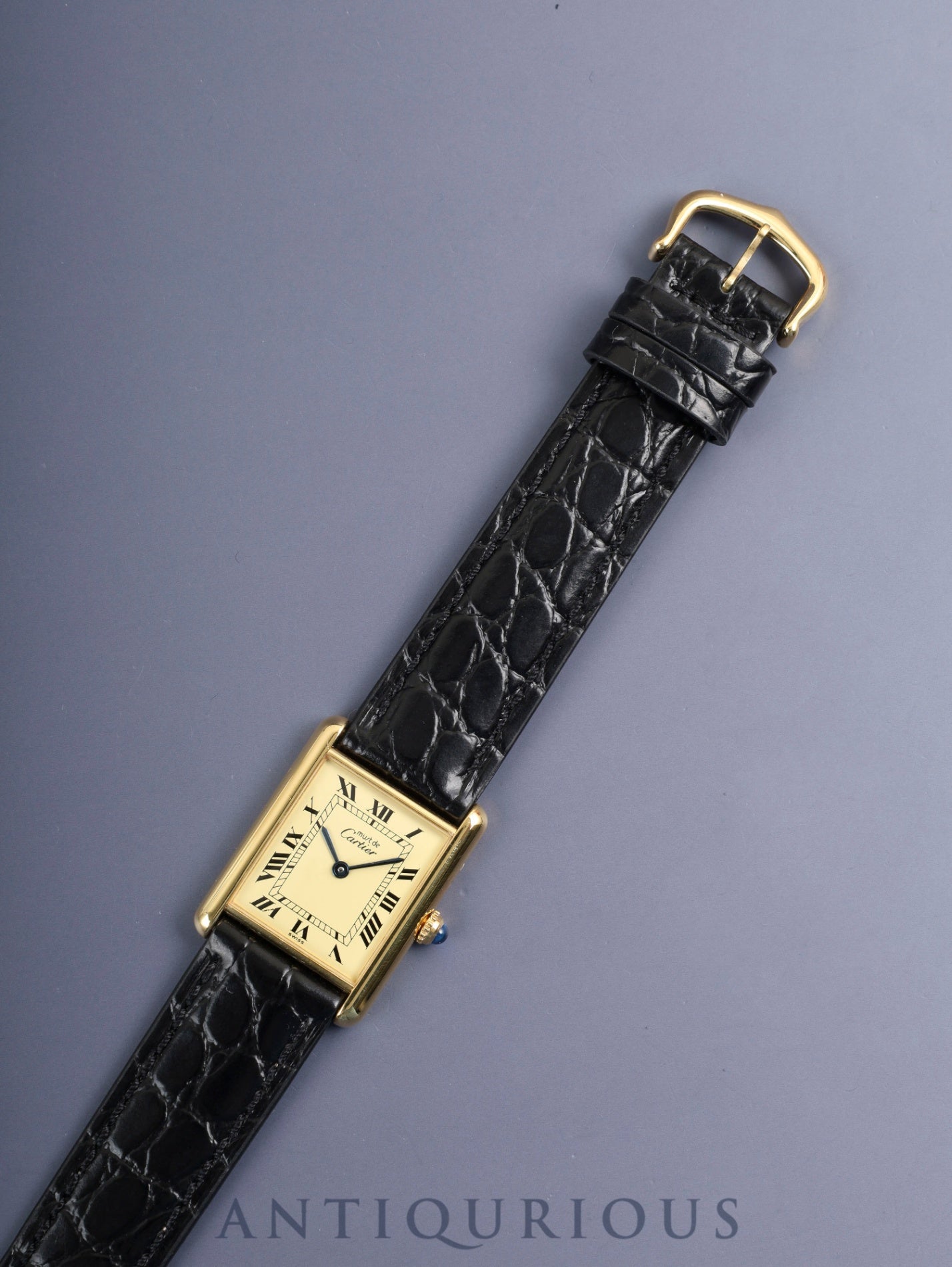 Cartier Must Tank LM W1002753 / 590005 Quartz Cal.90 SV925 Leather Genuine Pin Buckle (GP) Ivory Roman Dial (SWISS marking) Box, Booklets, Guarantee (undated), Overhauled, Polished
