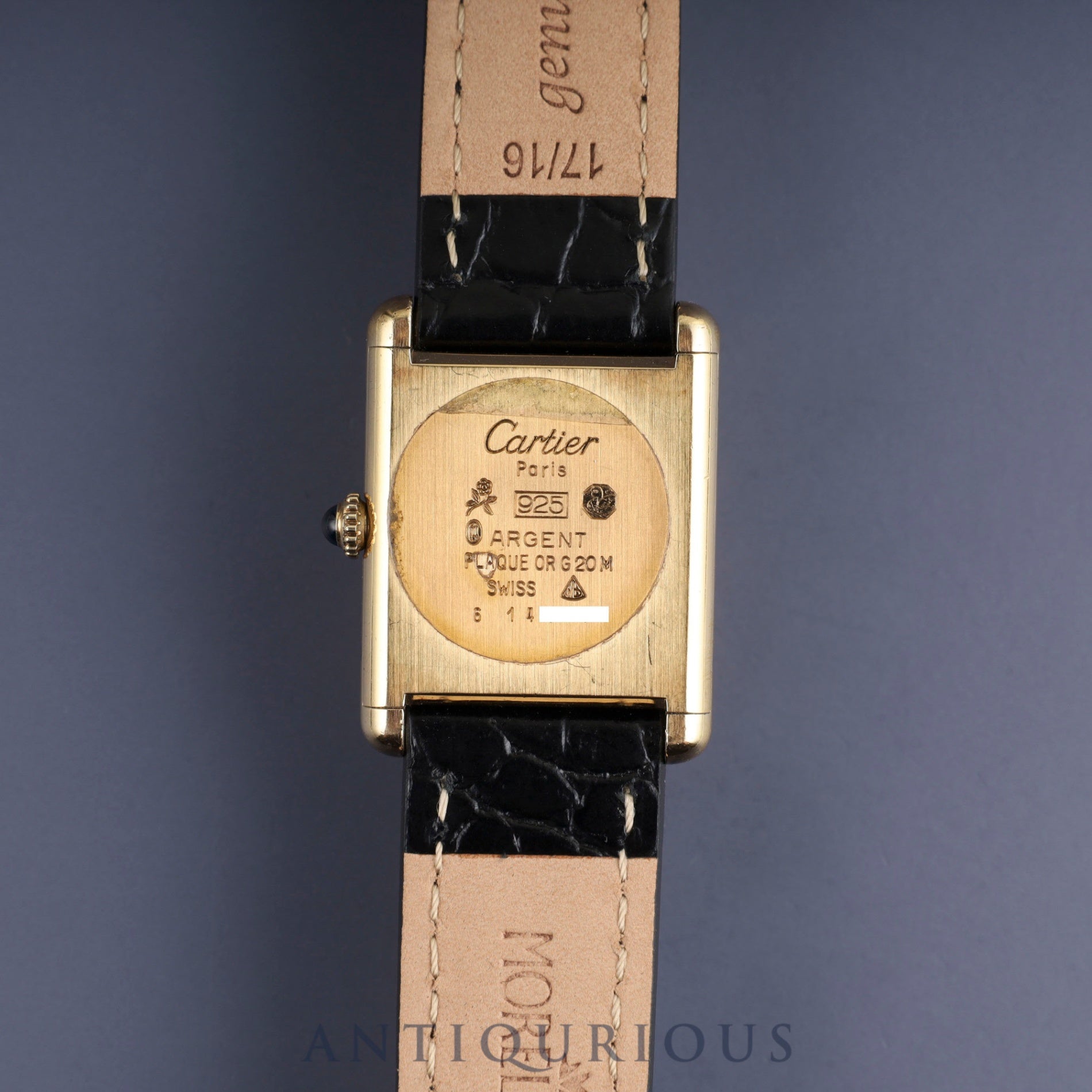 Cartier Must Tank LM Manual winding Cal.78-1 SV925 Leather Genuine buckle (GP) Lapis lazuli dial Overhauled