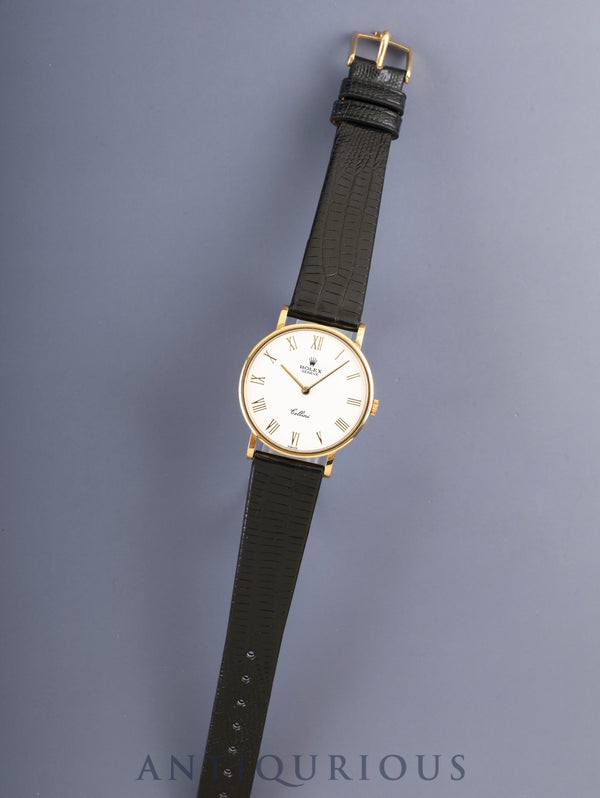 ロレックス チェリーニ 5112 手巻き Cal.1602 750YG 革 純正ピンバックル（750YG） ホワイトローマン文字盤 W番（1994年～1995年）純正レザーベルト付き オーバーホール済み