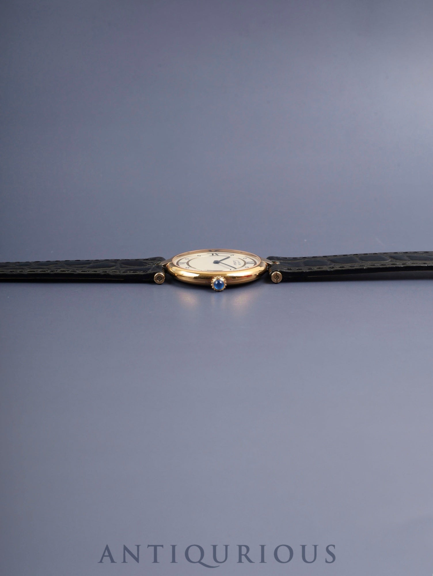 Cartier Must Vendome VLC LM 590003 Quartz Cal.90 SV925 Leather Original Pin Buckle (GP) Ivory 4-Point Roman Dial (SWISS marking) Box, Booklets, Warranty Card (1990) Overhauled