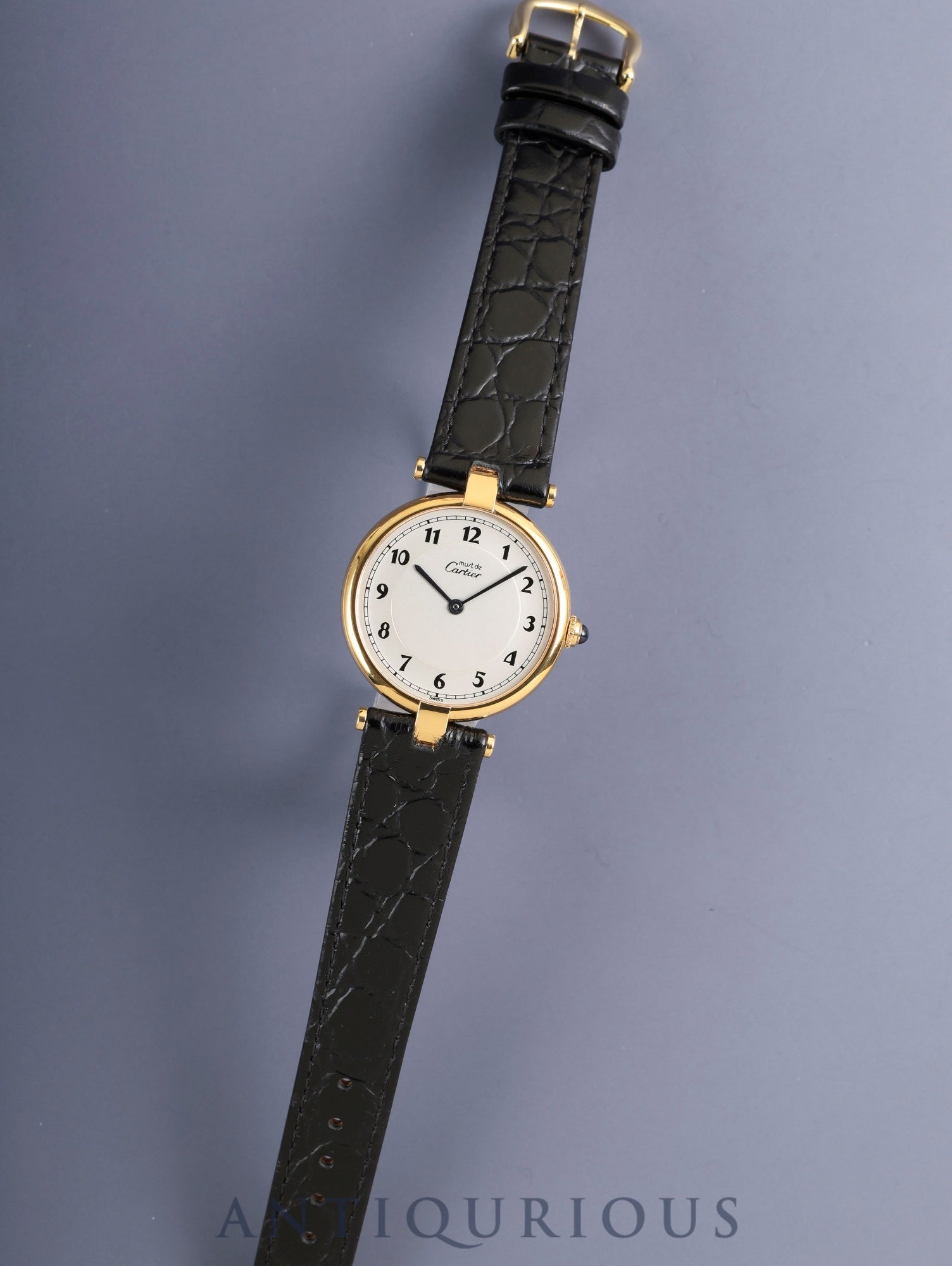 カルティエ マスト ヴァンドーム VLC LM 590003 クォーツ Cal.90 SV925 革 純正ピンバックル（GP）アラビア文字盤 オーバーホール済み