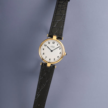 カルティエ マスト ヴァンドーム VLC LM 590003 クォーツ Cal.90 SV925 革 純正ピンバックル（GP）アラビア文字盤 オーバーホール済み