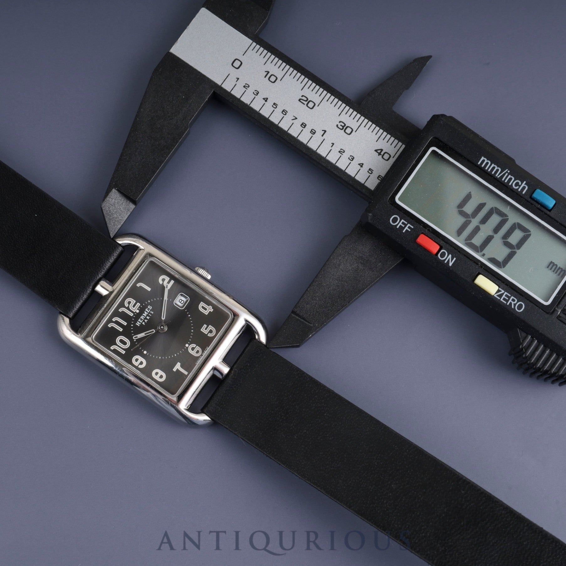 Hermes Cape Cod CC2.710 Quartz SS Leather Genuine Buckle (SS) Grey Dial Overhauled