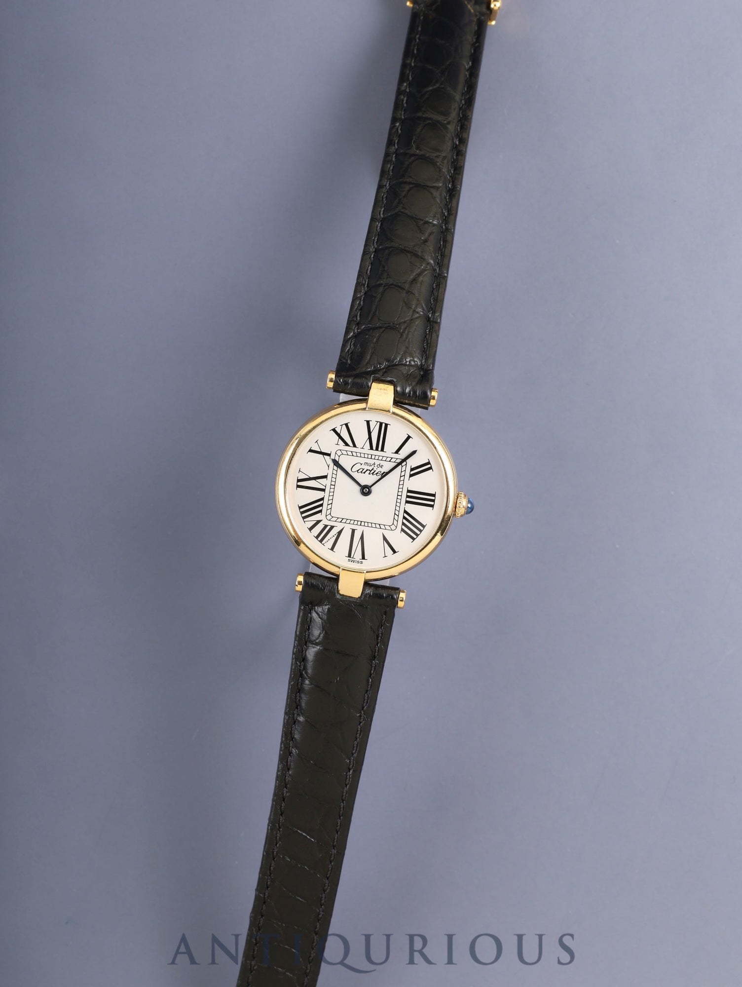 Cartier Must Vendome VLC LM W1005454 / 590003 Quartz Cal.90 SV925 Leather Genuine Deployant Buckle (GP) Opaline Dial (SWISS) Overhauled